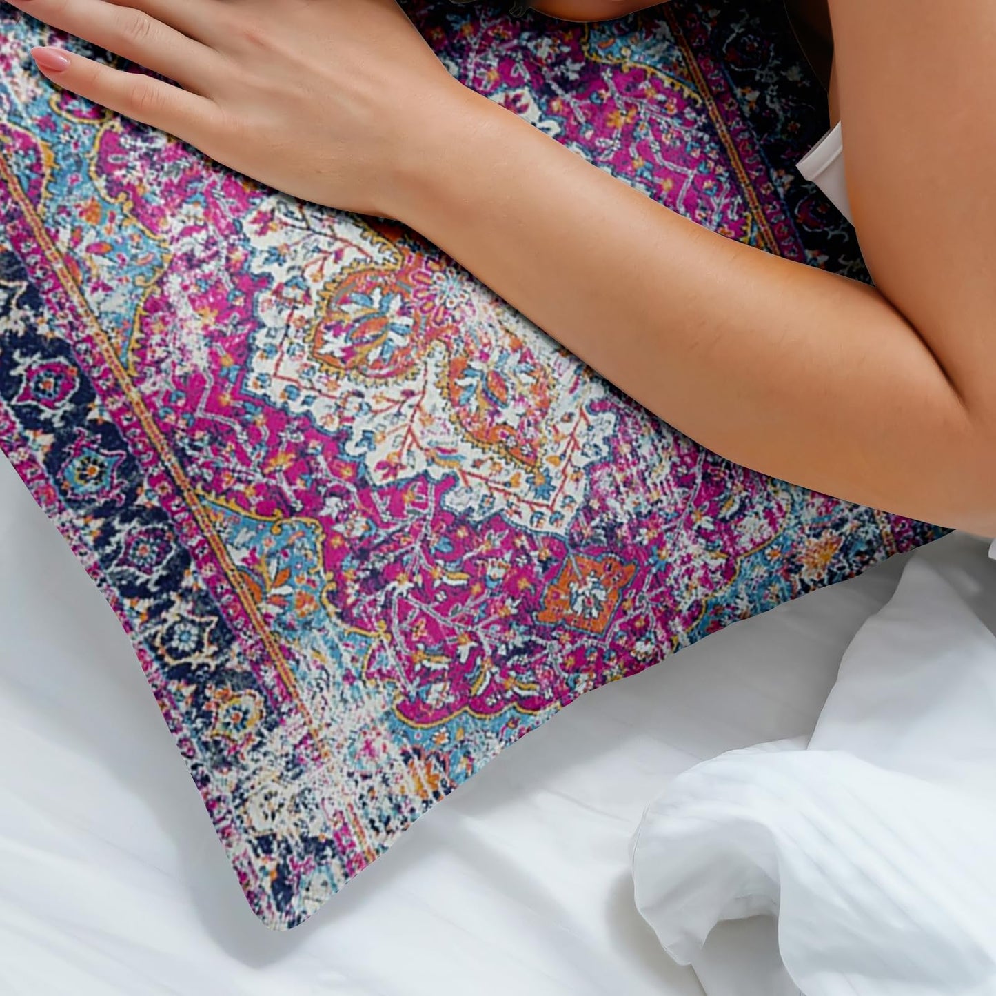 ZSYTZL Boho Throw Pillow Covers 18x18 inch Set of 2,Soft Pillowcases Bohemia Carpet Printing Pattern Decorative Sofa Living Room Bed Square Pillow Case Cushion Cover-Purple