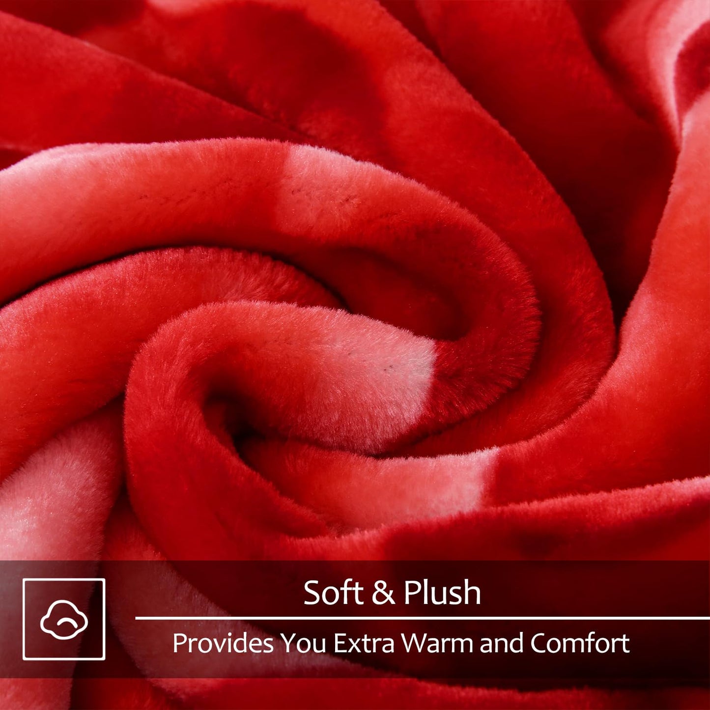 JYK Soft Blanket Korean Mink Blanket, 5 LB Fleece Blanket Queen 75'' x 87'' - 2 Ply Reversible 520GSM Super Soft Plush, Medium Thick, Warm Bed Blanket for Autumn Winter - Peony/Rose