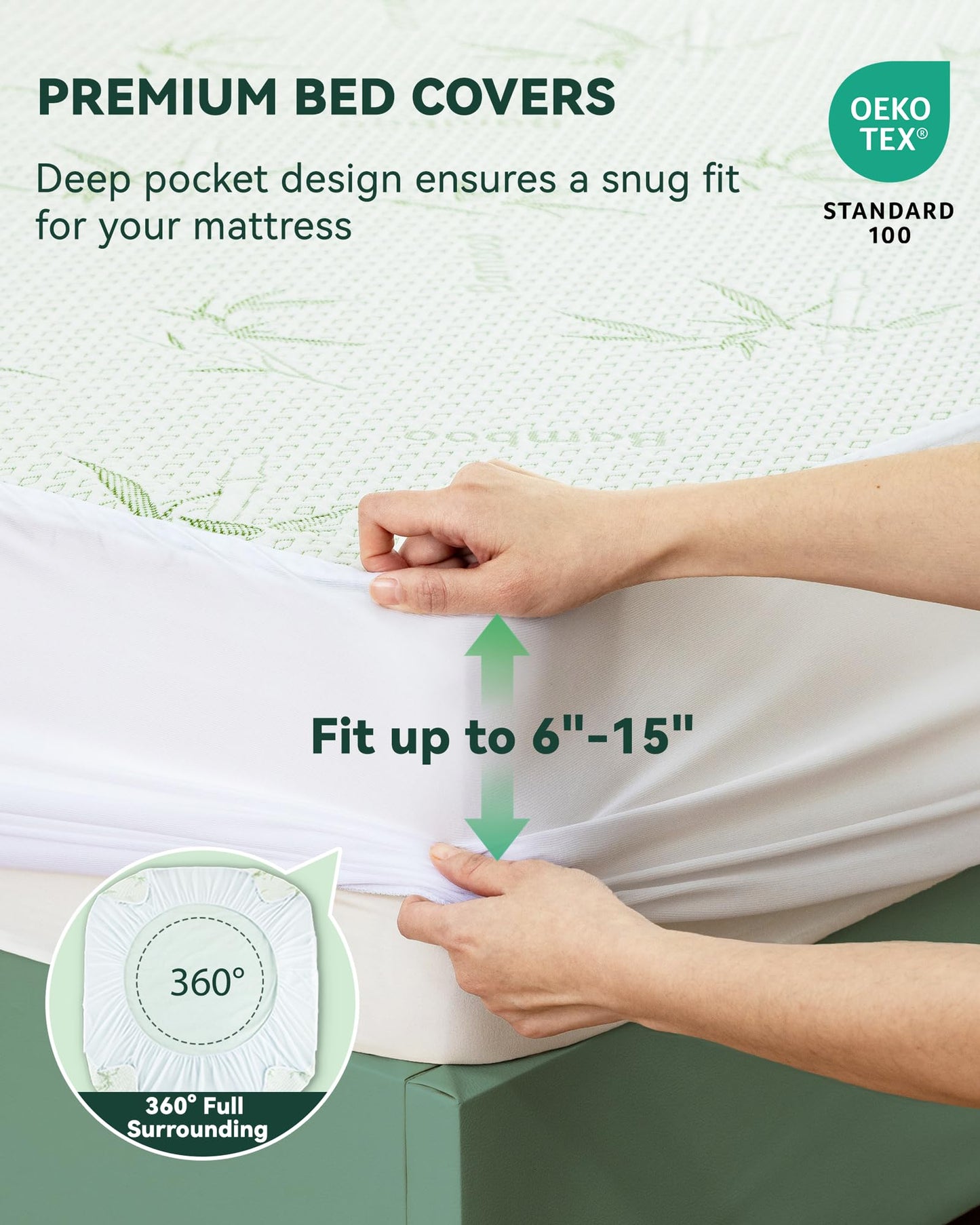 Welfibr Mattress Protector Waterproof 15% Viscose from Bamboo Cooling Cover for Hot Sleepers 3D Air Fabric Breathable Noiseless Soft Bed Cover for 6-18" Deep Pocket Adults, Incontinence Twin
