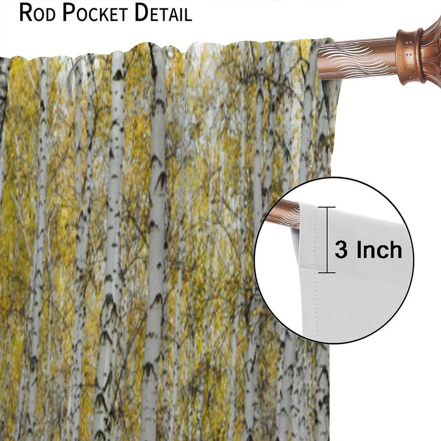 GoDazzling Fall Birch Trees Curtains, Autumn Maple Leaves Forest Wood Nature Scenery Landscape Rustic Farmhouse Window Drapes, for Living Room Bedroom 41" W X 45" L (No Blackout)