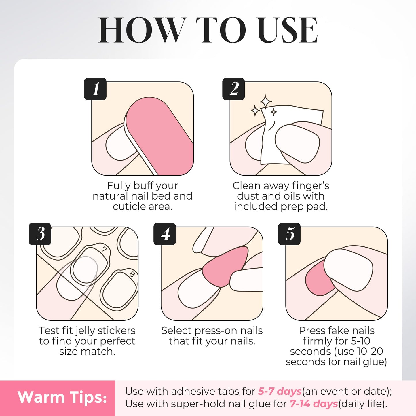 UNA GELLA Short Square Press On Nails - 32Pcs 16 Sizes Baby Boomer French Ombre Fake Nails with Glue and Adhesive Tabs, High Gloss Reusable Glue On Nails Kit for Women Manicure
