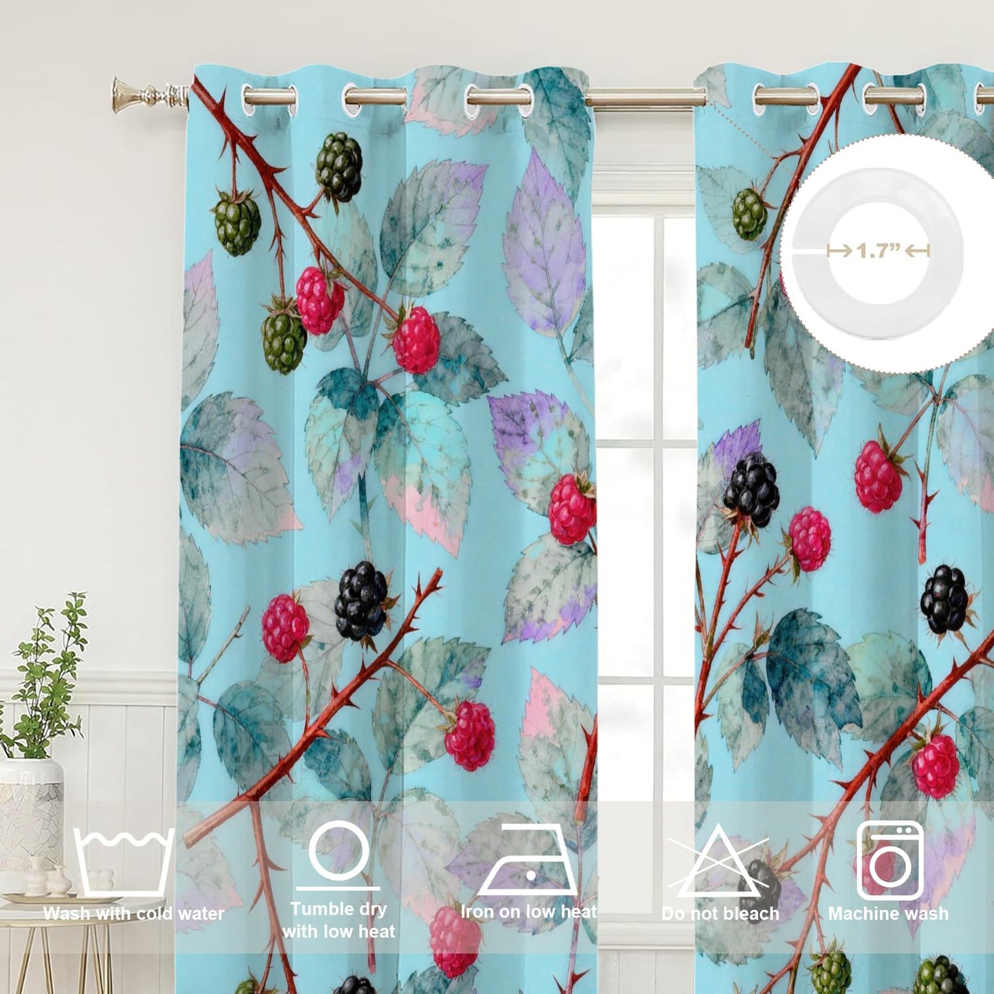 BaoNews Watercolor Light Blue Blackout Curtains for Bedroom, Teal Green Blue Black Abstract Drapes Plastic Grommet Top Insulated Thermal Living Room, 52X84 in 2 Panels