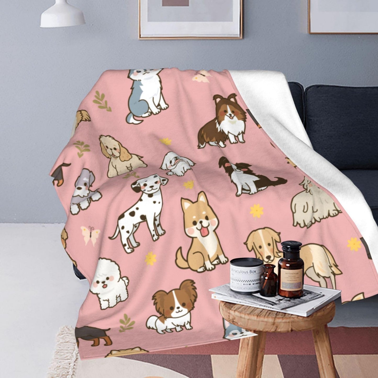 Cute Puppy Dog Throw Blanket Cozy Fluffy Plush Blanket Soft Flannel Throw Blanket for Kids Men Women Gift Sofa Bed Couch 50"x40"