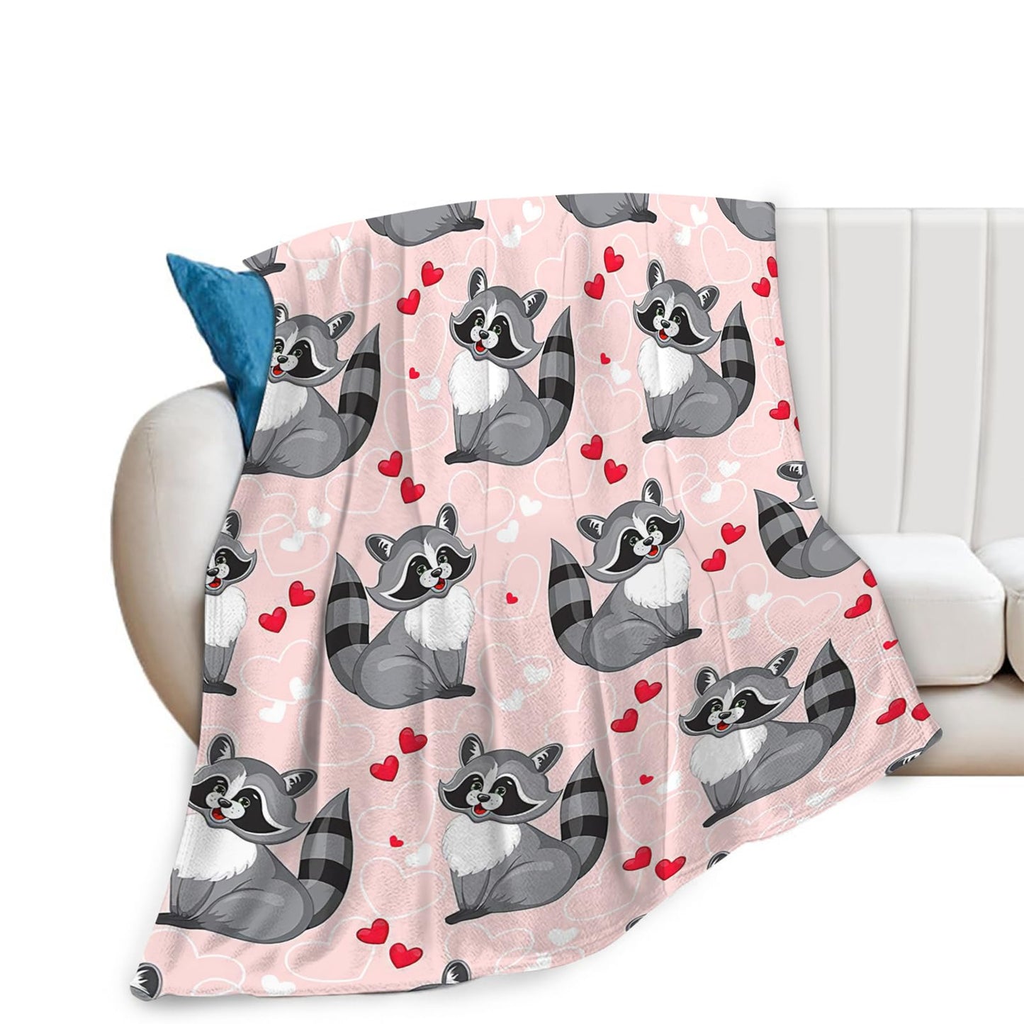 Tijuboni Pink Raccoon Throw Blanket Raccoon Gifts for Girls Boys Women Men Kids Adults Soft Flannel Fleece Blanket for Couch Sofa Bed Home Decor 40"x50"