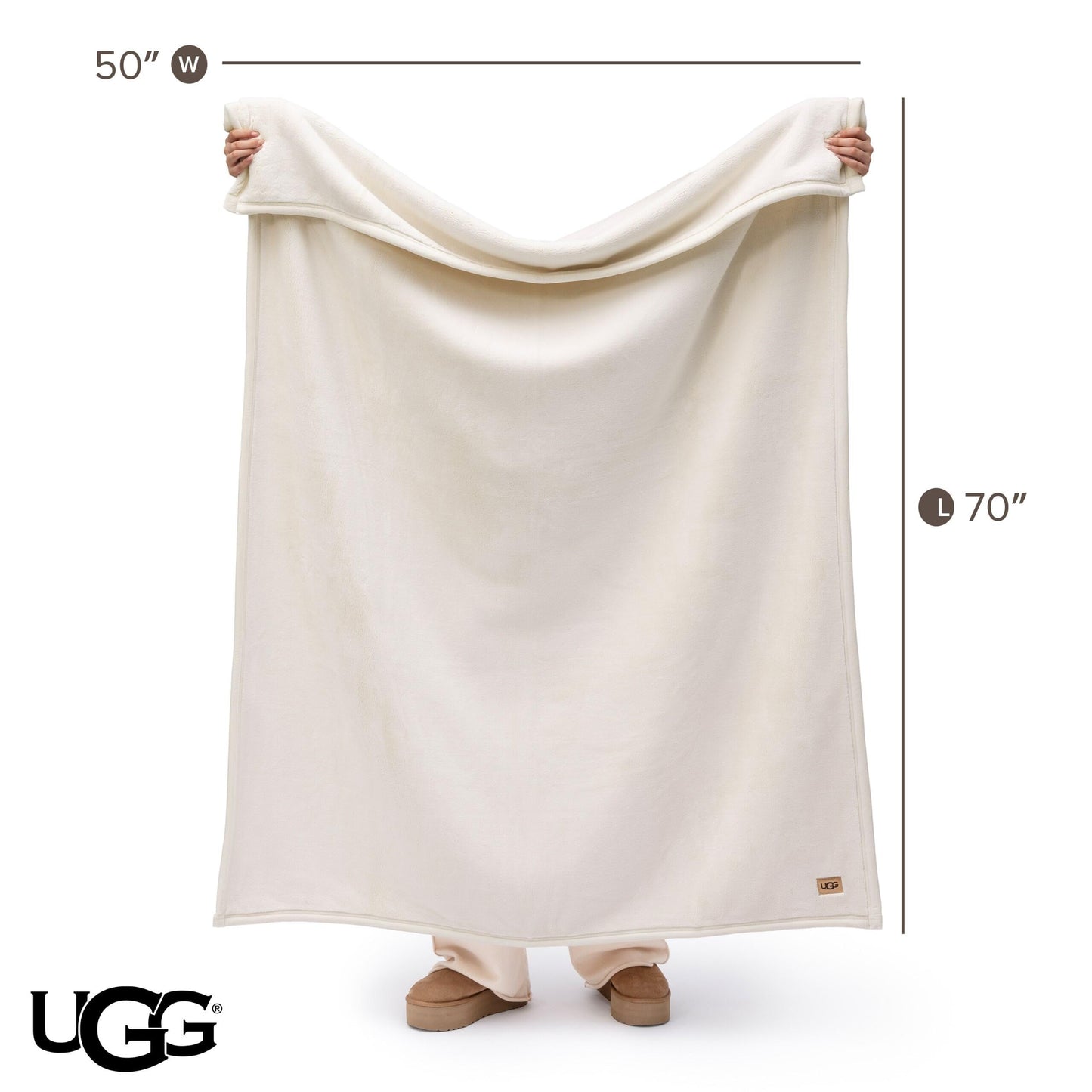 UGG Coco Plush Fleece Throw Blanket – Soft & Cozy Blanket for Couch, Bed & Sofa, Perfect for Home Decor, House Warming Gifts or Luxurious Birthday Gifts for Women, 50" x 70", Off-White Snow