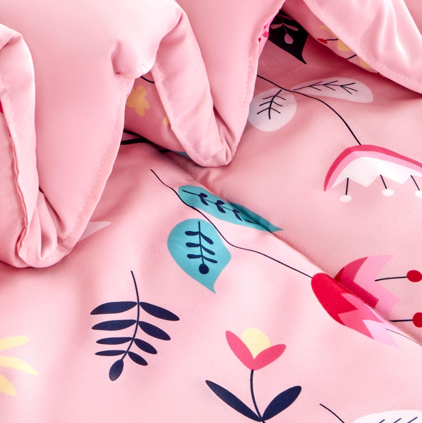 SLEEP ZONE Kids Twin Bedding Comforter Set - Super Cute & Soft Kids Bedding 5 Pieces Set with Comforter, Sheet, Pillowcase & Sham (Pink Flower)