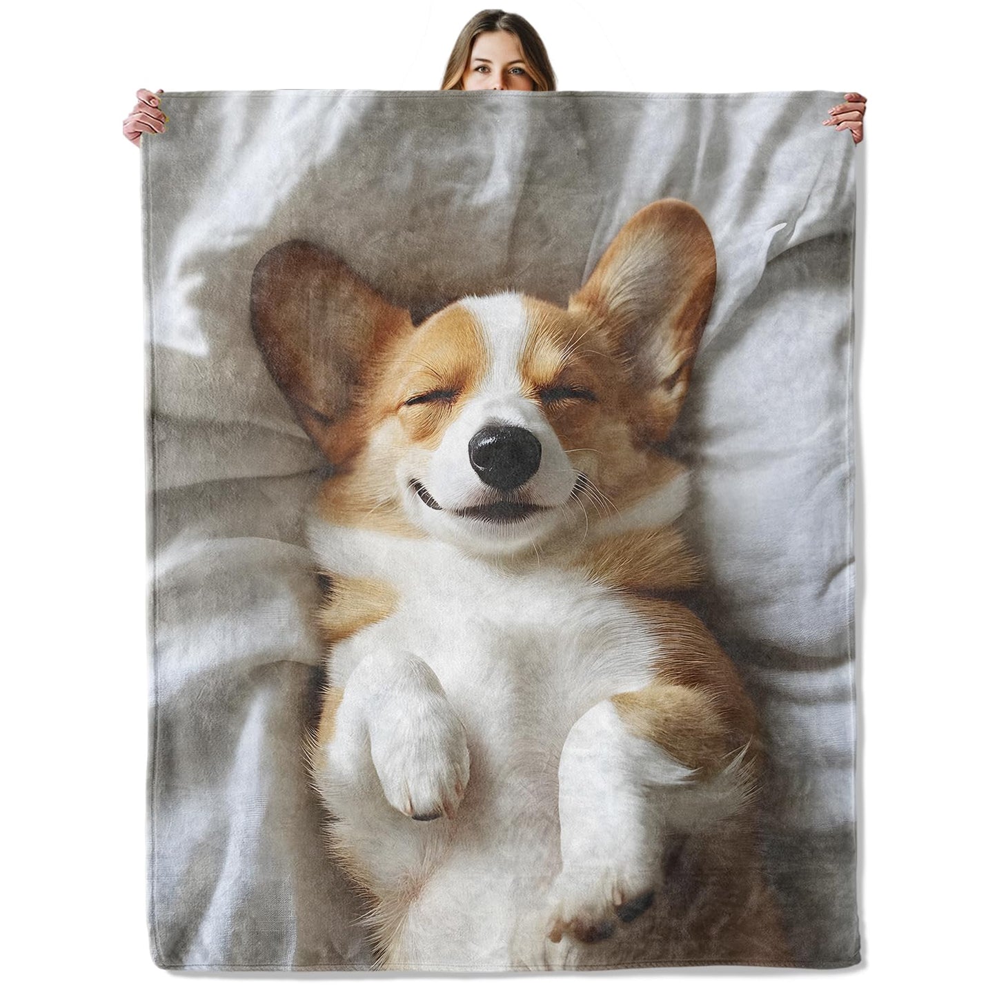Corgi Dog Throw Blanket for Girls Boys Kids Adults, 50x60 in, Cozy Flannel Blanket for Bedroom, Camping, Couch, Room Decor, Fuzzy Warm Soft Gifts