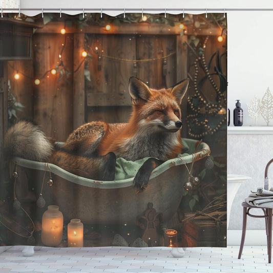 HYPESTYLE Spa Fox Shower Curtain Summer Watercolor Flower Shower Curtain for Bathroom Modern Abstract Ink Decorative Fabric Shower Curtain Set with Hooks 72x72