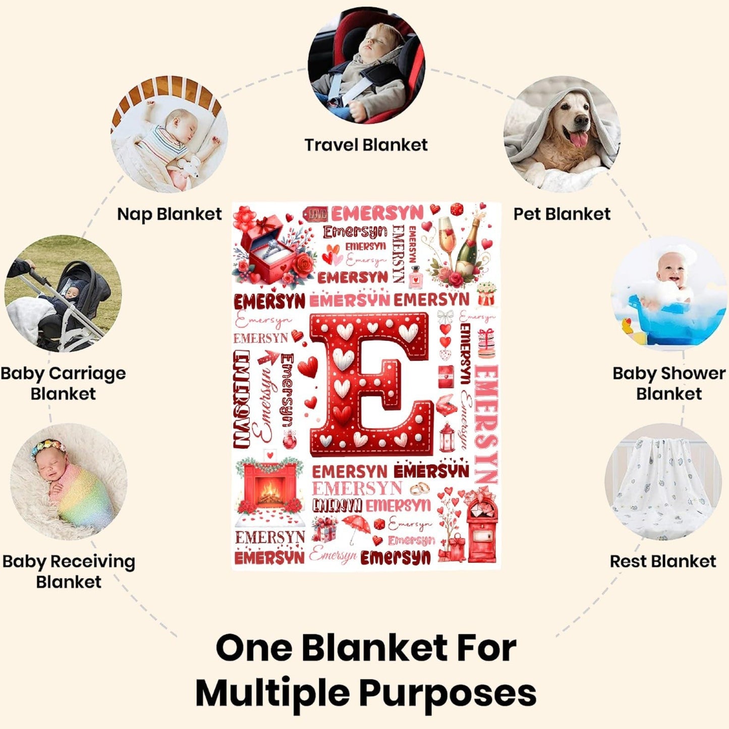 Personalized Valentine's Day Blanket,Couple Gifts for Boyfriend Girlfriend,Soft Flannel Throw for Bed Sofa,Lightweight,40 x 30in