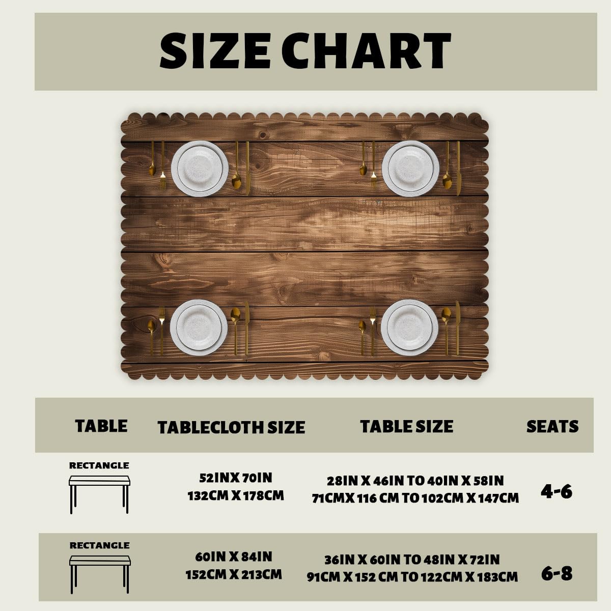 XYJFZL Brown Wood Grain Decorative Rectangle Tablecloth Rustic Western Wood Planks Rectangle Tablecloth Picnic Table Cover BBQ Table Cloths Polyester for Kitchen Coffee 52 x 70 Inch 4-6 Seats