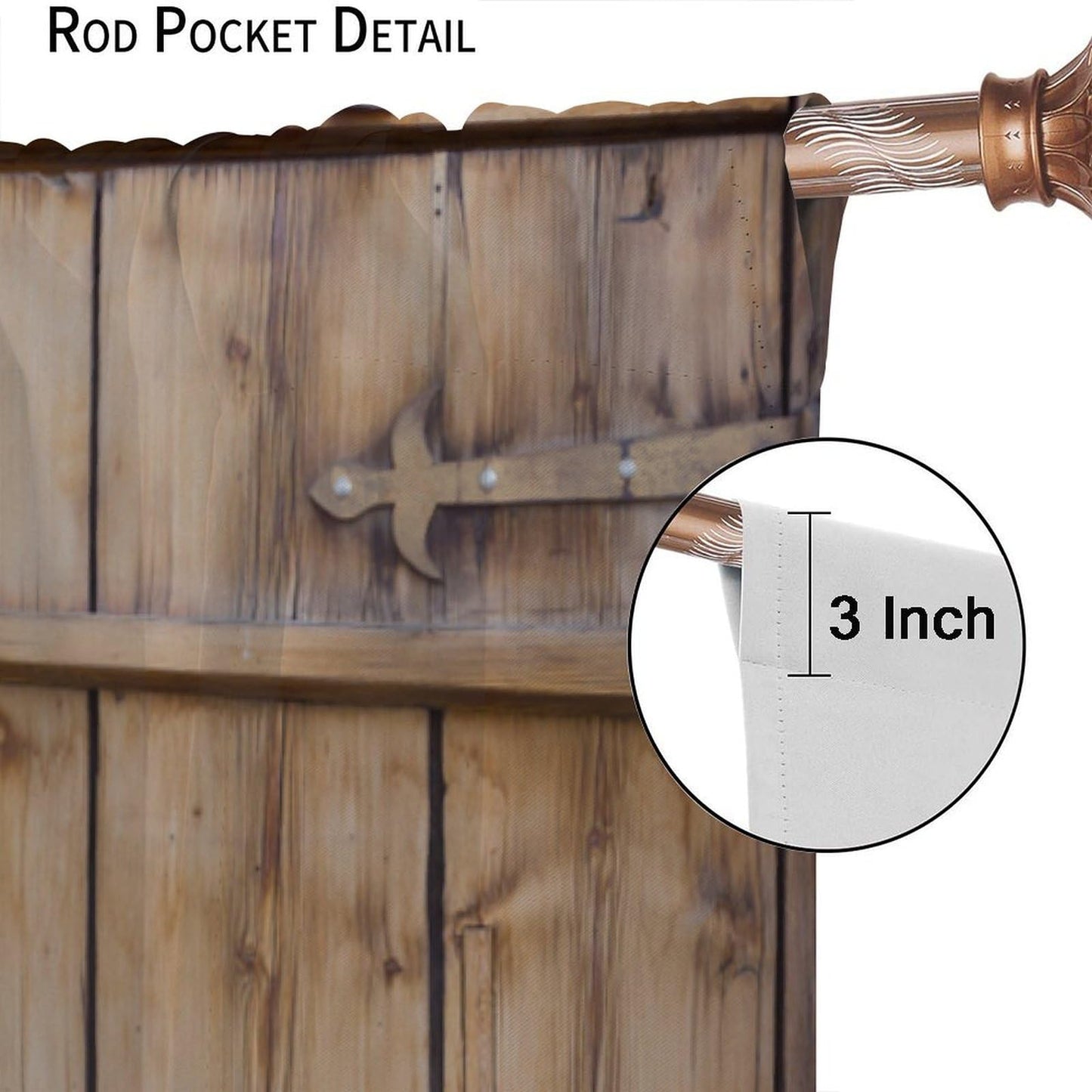 SXXLDNG Retro Rustic Barn Door Curtains,Western Country Farmhouse Old Wooden Door Window Treatments for Bedroom Living Room Kitchen Window Drapes 2 Panels Set,Total Size 42" x 45"