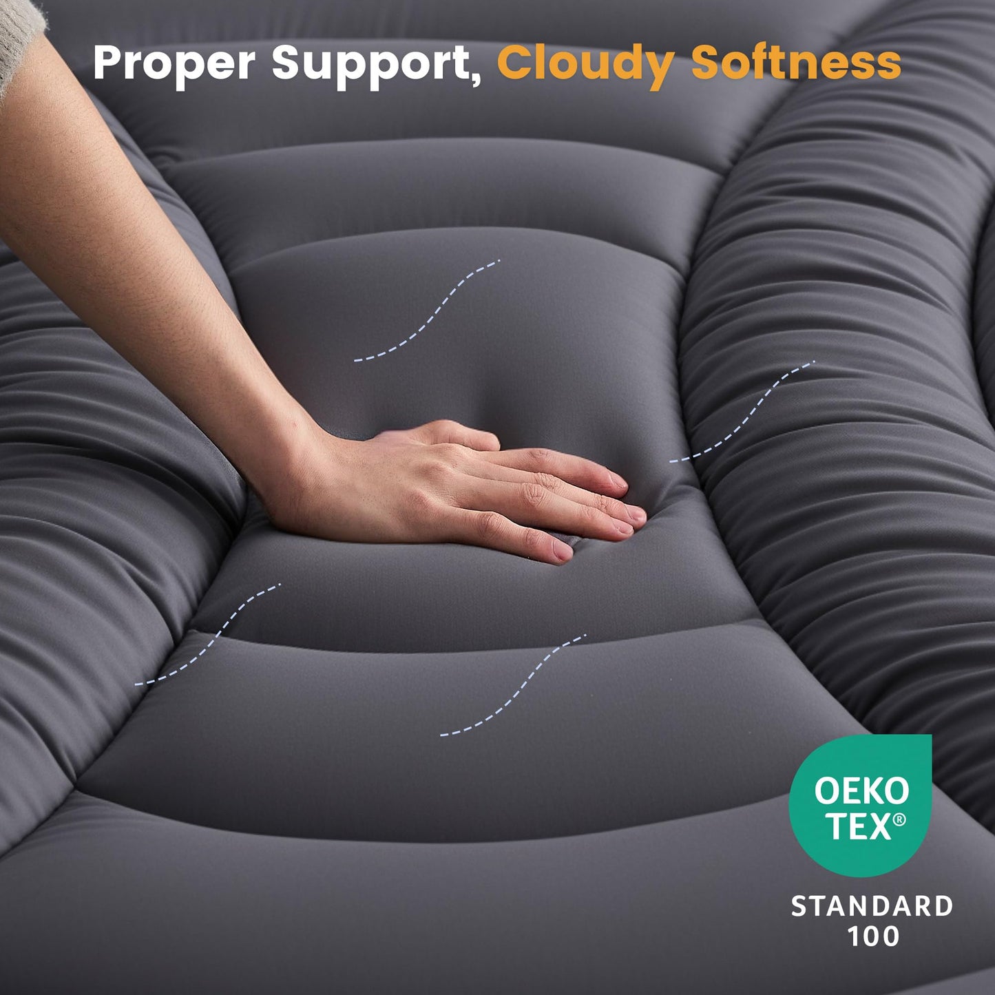 Waterproof Mattress Pad Full, Quilted Fitted Full Mattress Protector Waterproof, Soft Noiseless Mattress Topper Cover with 8"-21" Deep Pocket, Machine Washable, Grey, 54x75