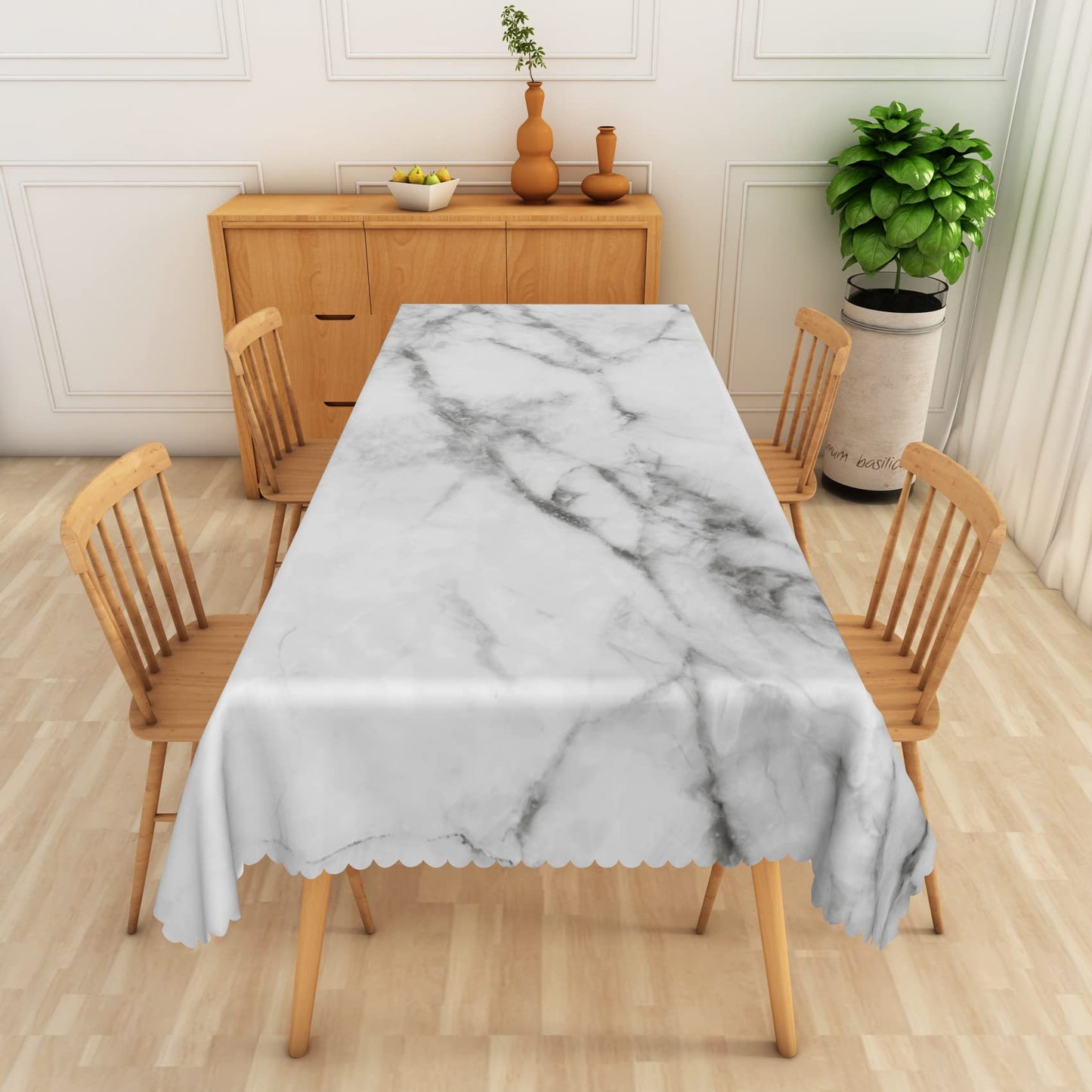 SIEDYCV Abstract White Grey Marble Texture Tablecloth, 60x120 Inch Modern Luxury Black Crack Ink Art Rectangle Table Cloth,Waterproof Fabric Table Cover for Kitchen Dining Room Patio Home Party Decor