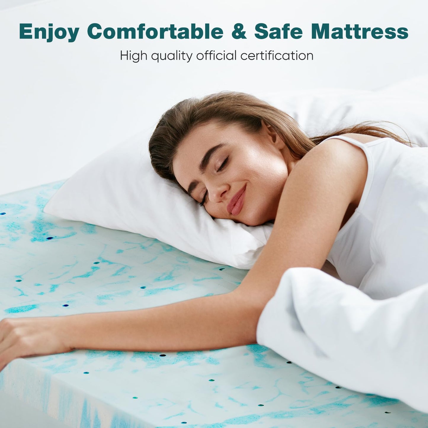 Sweetcrispy Mattress Topper Twin, Memory Foam 4 Inch Thick Gel Infused Cooling Toppers Pad for Twin Size Bed, Sleeper Sofa, RV, Camper, CertiPUR US, Breathable