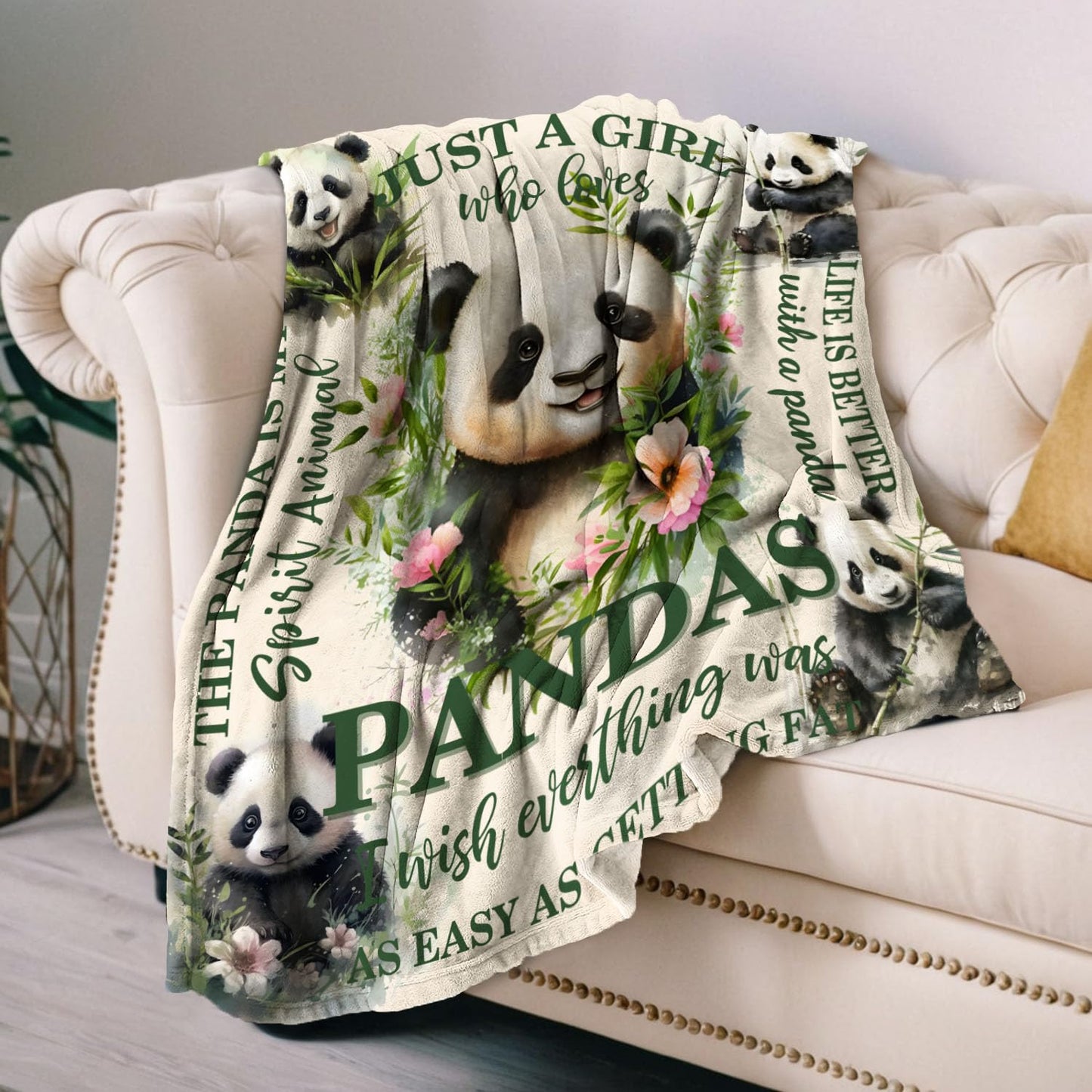 Lussues Nee Panda Blanket for Panda Lover,50" x 60" Fleece Throw Blanket for Couch Sofa Bed