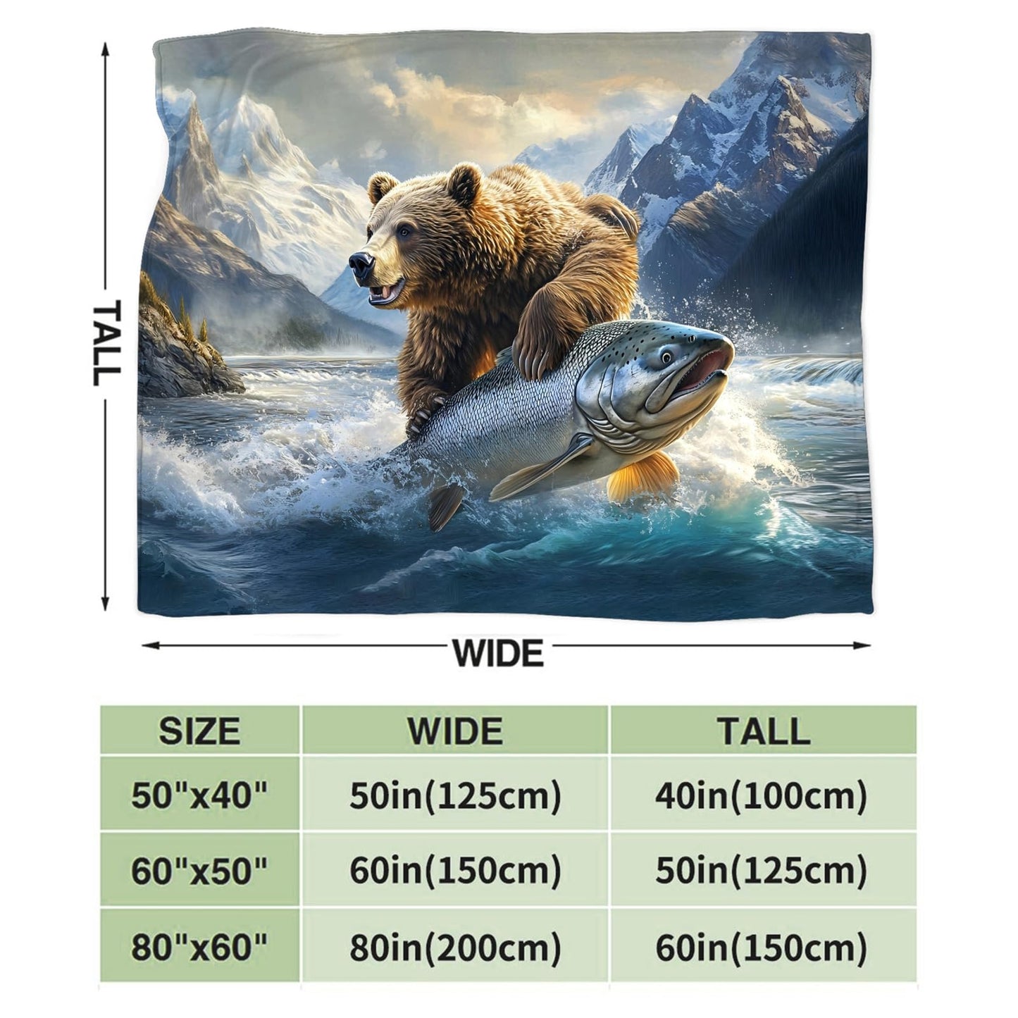 Tijuboni Bear Fish Throw Blanket Cabin Bear Gifts for Women Men Girls Boys Kids Adults Soft Flannel Fleece Blanket for Couch Sofa Bed Home Decor 40"x50"