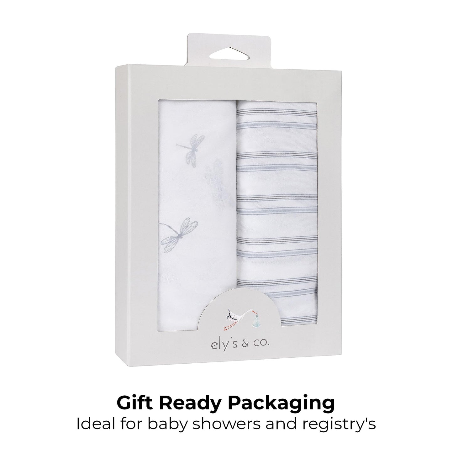 Ely's & Co. Pack and Play Sheets, for Mini/Portable Crib, 2 Pack Fitted Playpen Play Yard Sheet Set Compatible with Graco Pack n Play, for Baby Boys, 100% Cotton, 38”x24”x5” Blue Dragonfly + Stripes