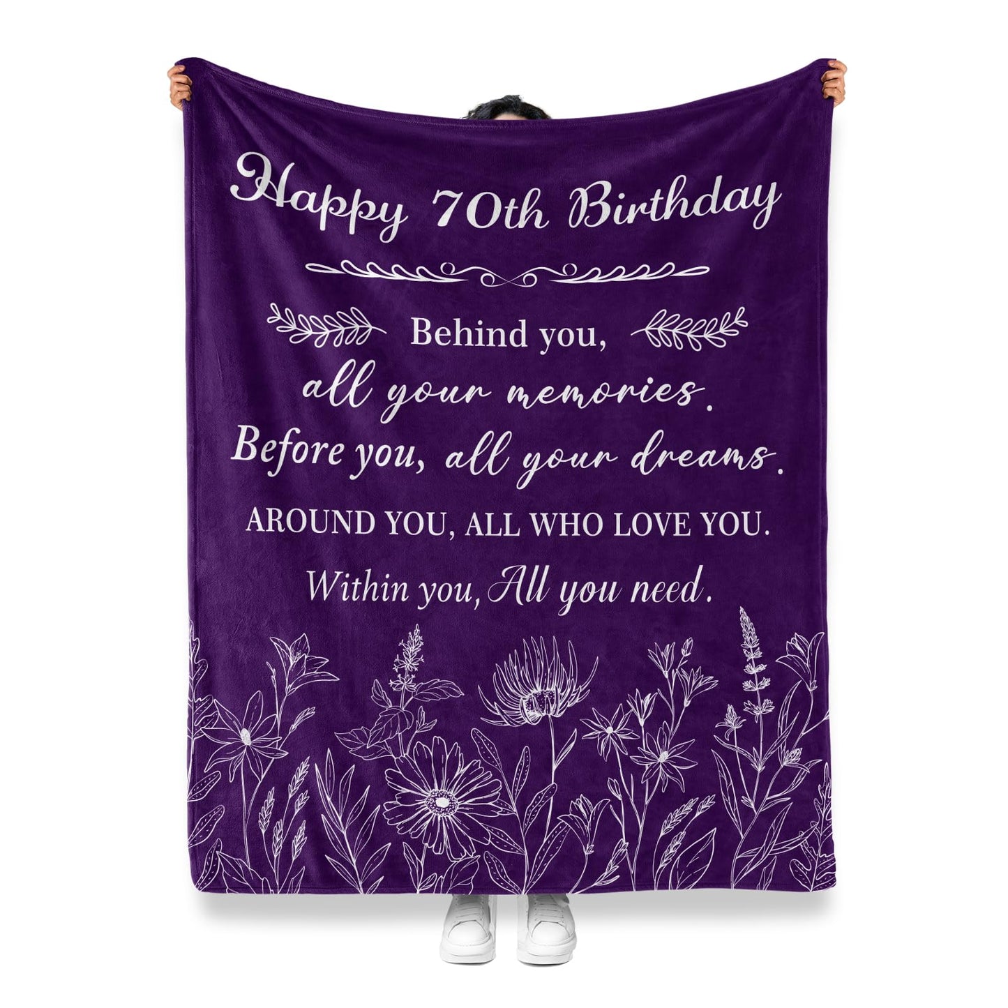 Jekeno 70th Birthday Gifts for Women Mother, Best 1955 Birthday Gift for 70 Year Old Woman Mom, Happy 70th Women Birthday Decorations, 70th Woman Christmas Ideas, Soft Cozy Plush Throw Blanket 50"X60"