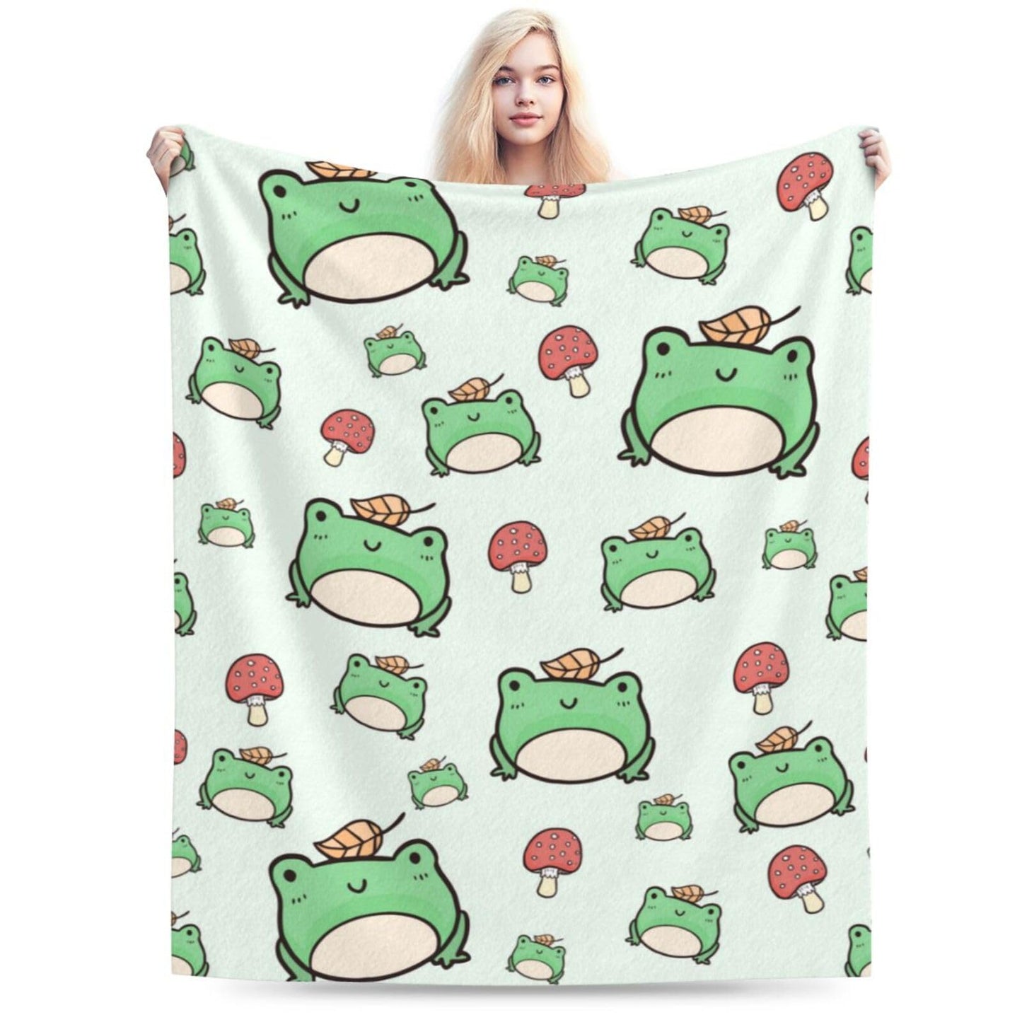 Ngzhyad Cute Frog Blanket Warm Cozy Flannel Fleece Throw Blanket Gifts for Kids Girls Boys for Car Sofa Couch Bed Decorative 80"X60"