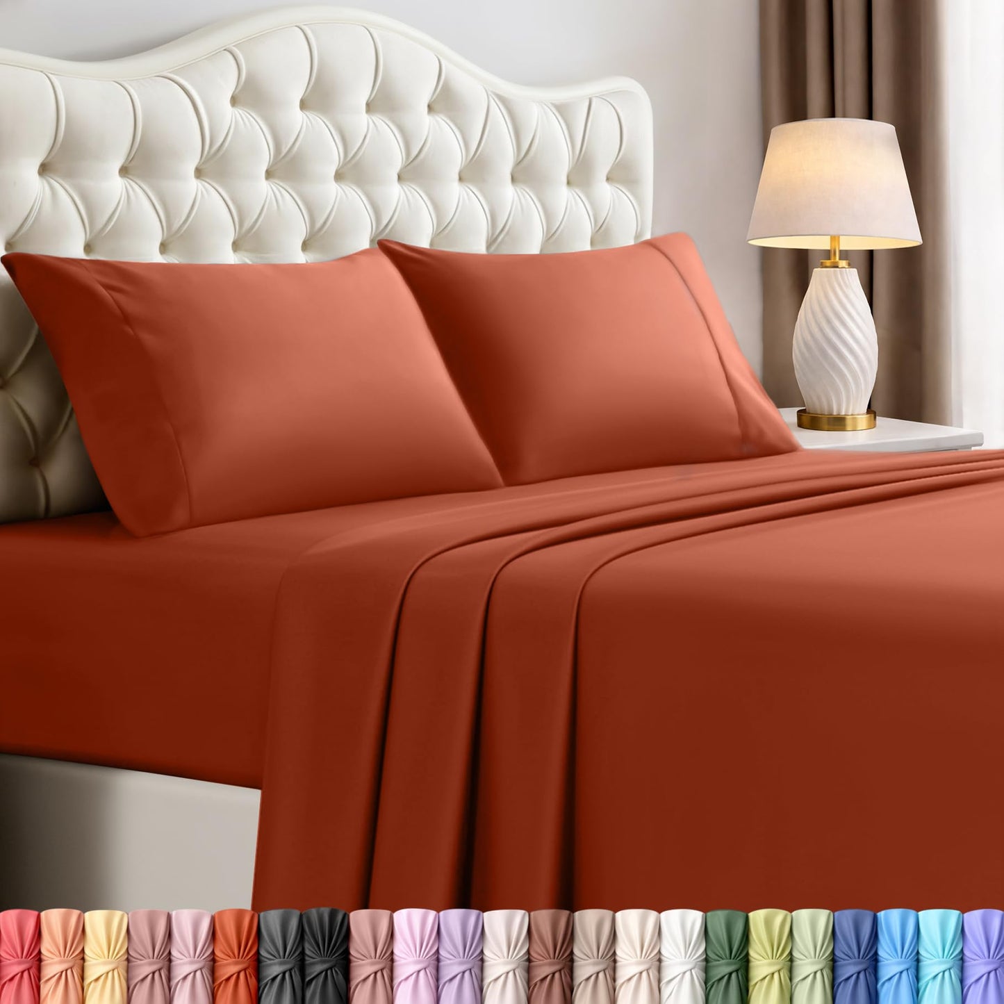 Utopia Bedding Queen Size Sheet Set – 4 Piece Bed Sheets, Soft and Breathable Microfiber, Includes 1 Fitted Sheet, 1 Flat Sheet and 2 Pillowcases – Oeko Tex (Orange)