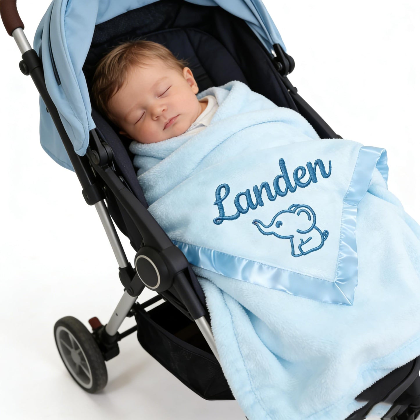 Personalized Baby Blanket with Embroidered Name,Custom Baby Receiving Blankets Soft Fleece Toddler Blanket for Newborn Baby Boy Shower Gifts -36" x 36"