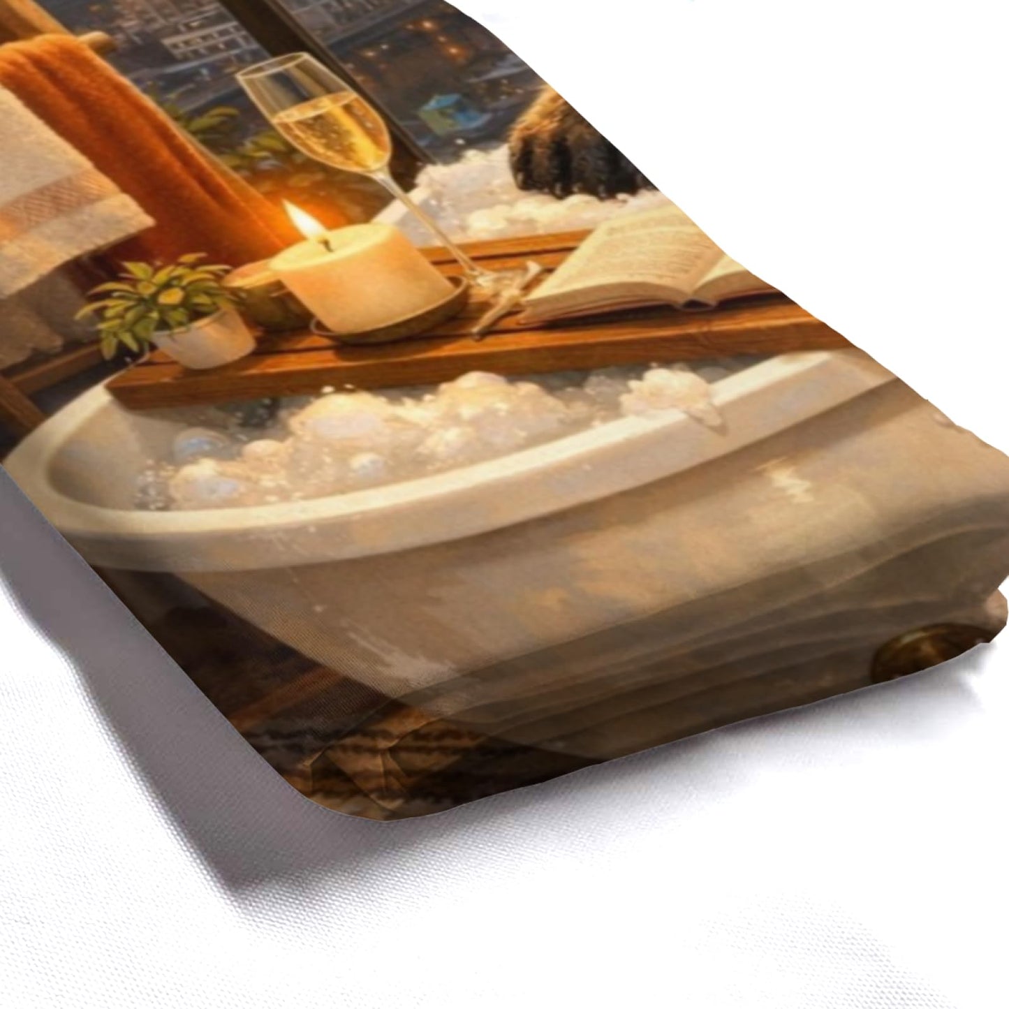 REZHOCH Funny Panda Boho Shower Curtain 72x72 Inch,Cute Animal Bathtub City Skyline Bathroom Decor Waterproof Fabric Urban Window View Modern Apartment Bath Set with Hooks