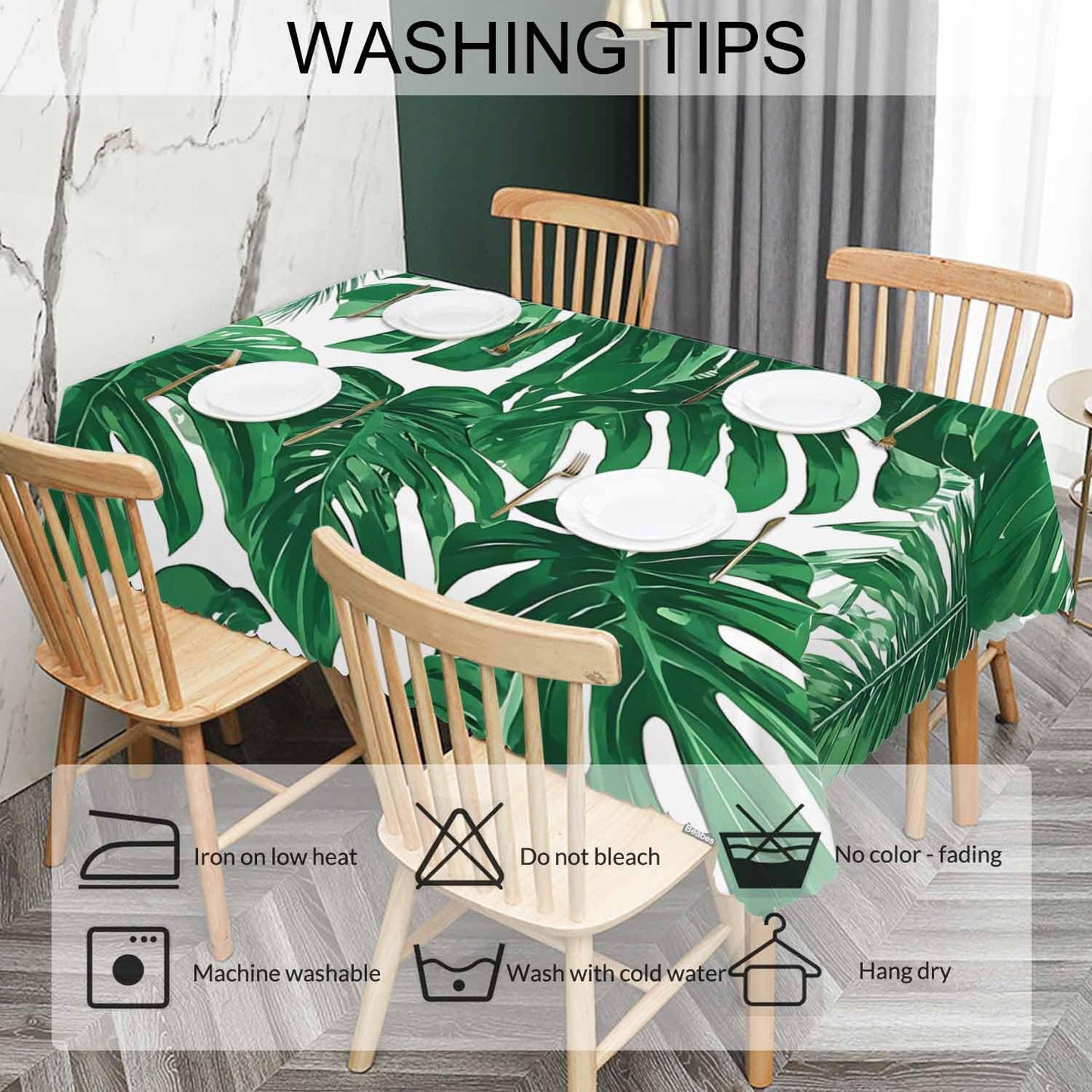 Beabes Palm Leaves Rectangle Tablecloth 52x70 Inch Tropical Beach Palm Leaf Green Dining Table Cloth Table Cover for Home Kitchen Restaurant Party Buffet Picnic, 4-6 Seats