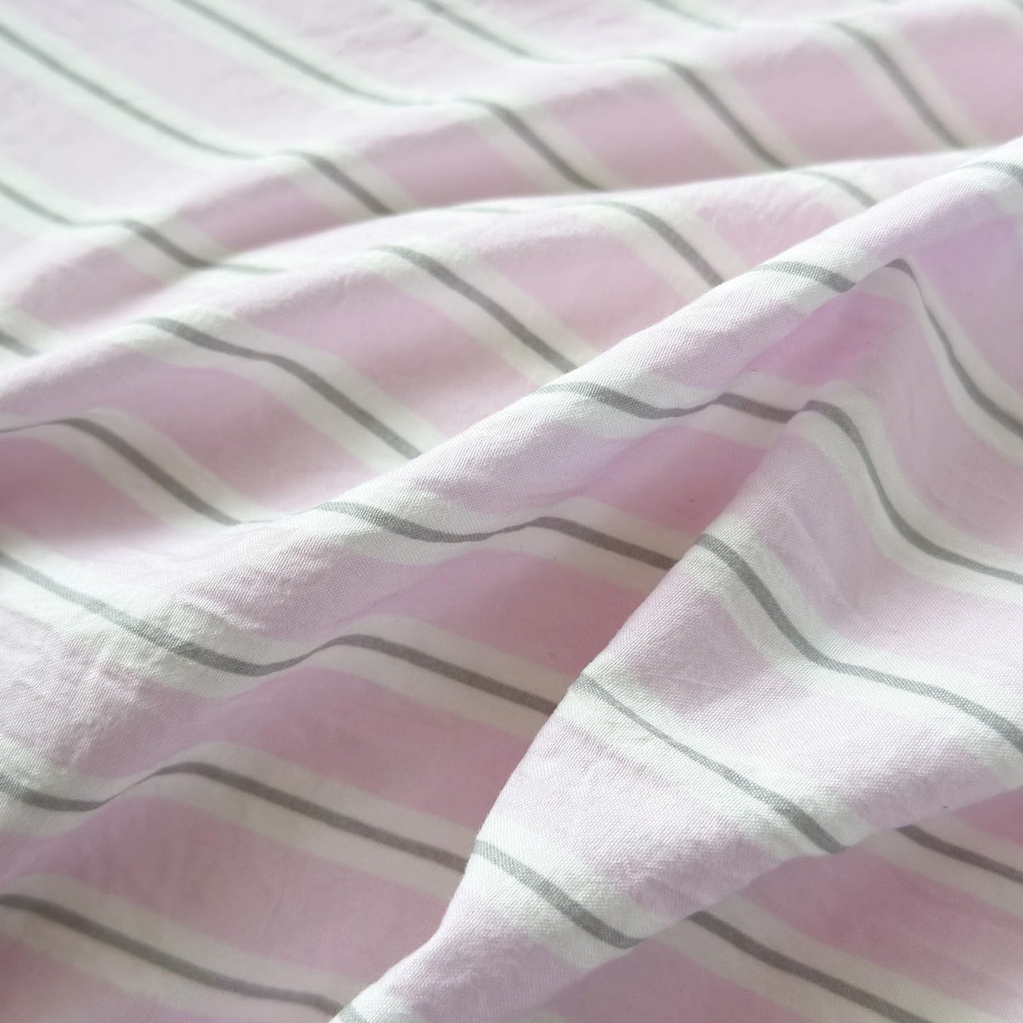 VM VOUGEMARKET Pink Striped Duvet Cover Set Queen Size,Casual Stripe Bedding Set for Teens Girls,Soft Microfiber Comforter Cover for Modern Bedroom,90"x90"