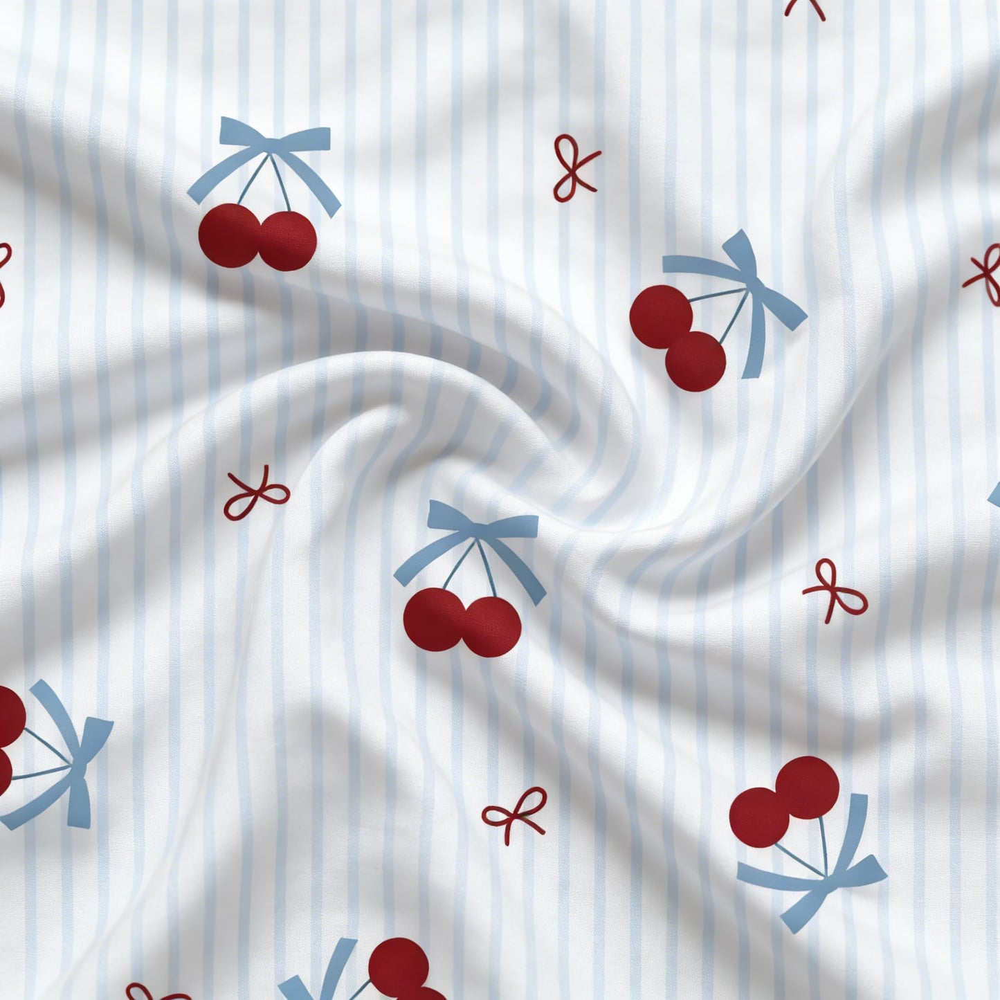 Sedefen Striped Duvet Cover Queen Size Pink Bow Cherry Duvet Cover Set Kids Boys Girls Aesthetic Blue Stripe Bows Printed on White Beddng Set Reversible Soft Breathable Microfiber 3 Pcs