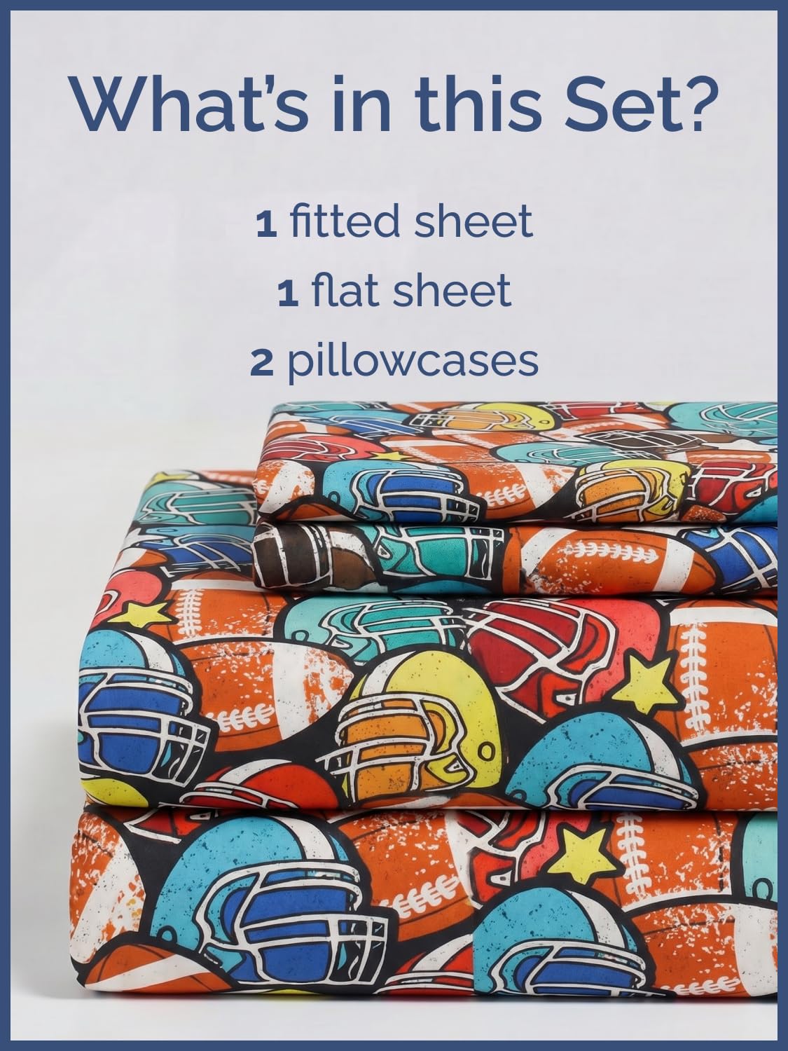 CGK Unlimited Kids All Star Helmets Queen 4 Piece Sheet Set - Boys, Girls, Teens, Toddler - Easy Fit Deep Pockets - Soft, Cooling & Breathable Sheets - Cozy, Fade and Wrinkle Free - Machine Washable