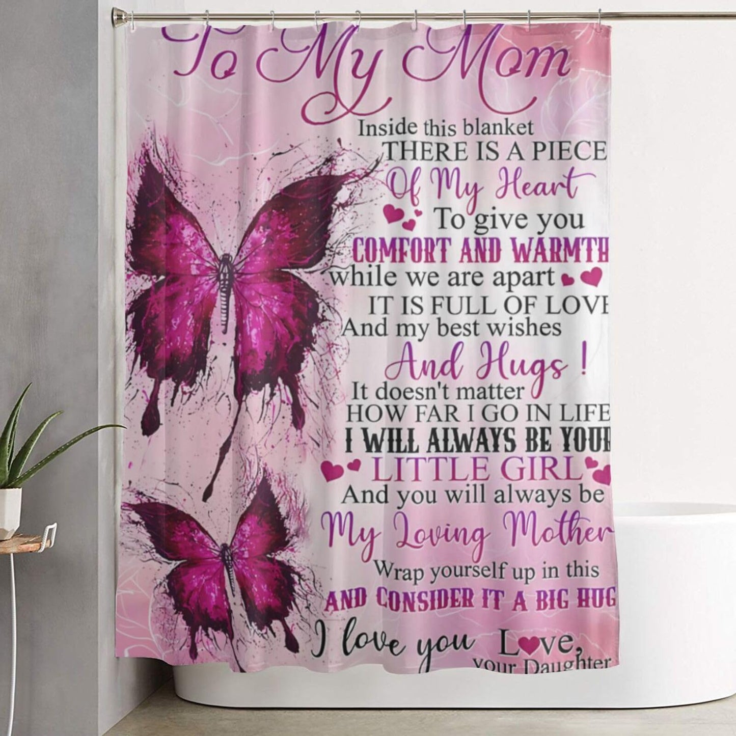 noasqll You Will Always Be My Loving Mother to My Mom Shower Curtain 60 X 72 Inch Waterproof Shower Curtain Set Bathroom Curtain Decor with 12 Hooks