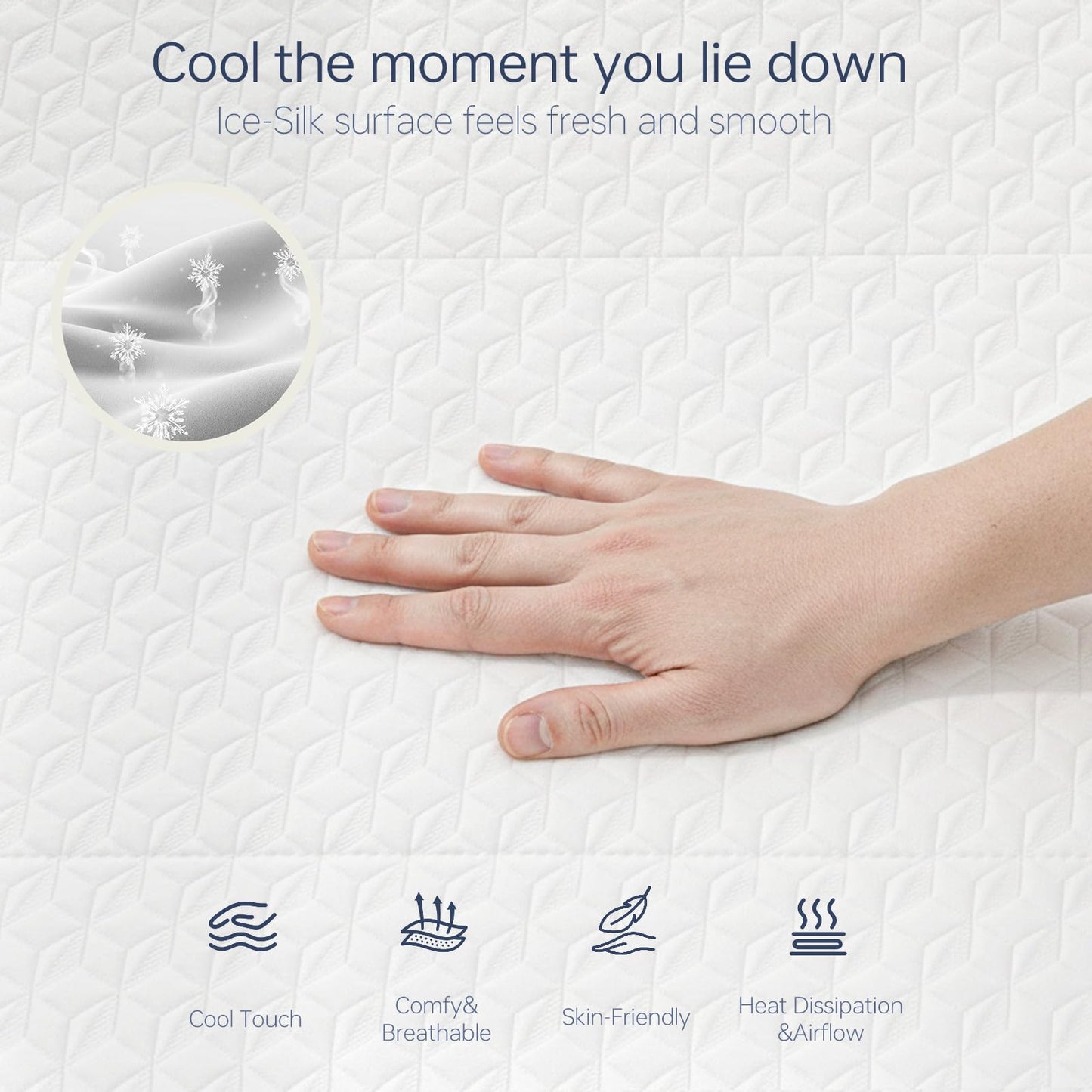 Lunarflex Twin 12 Inch Memory Foam Mattress in a Box, Ice Silk Cooling Cover, Medium Soft Feel, Pressure Relief & Motion Isolation, Cooling Bed Mattress