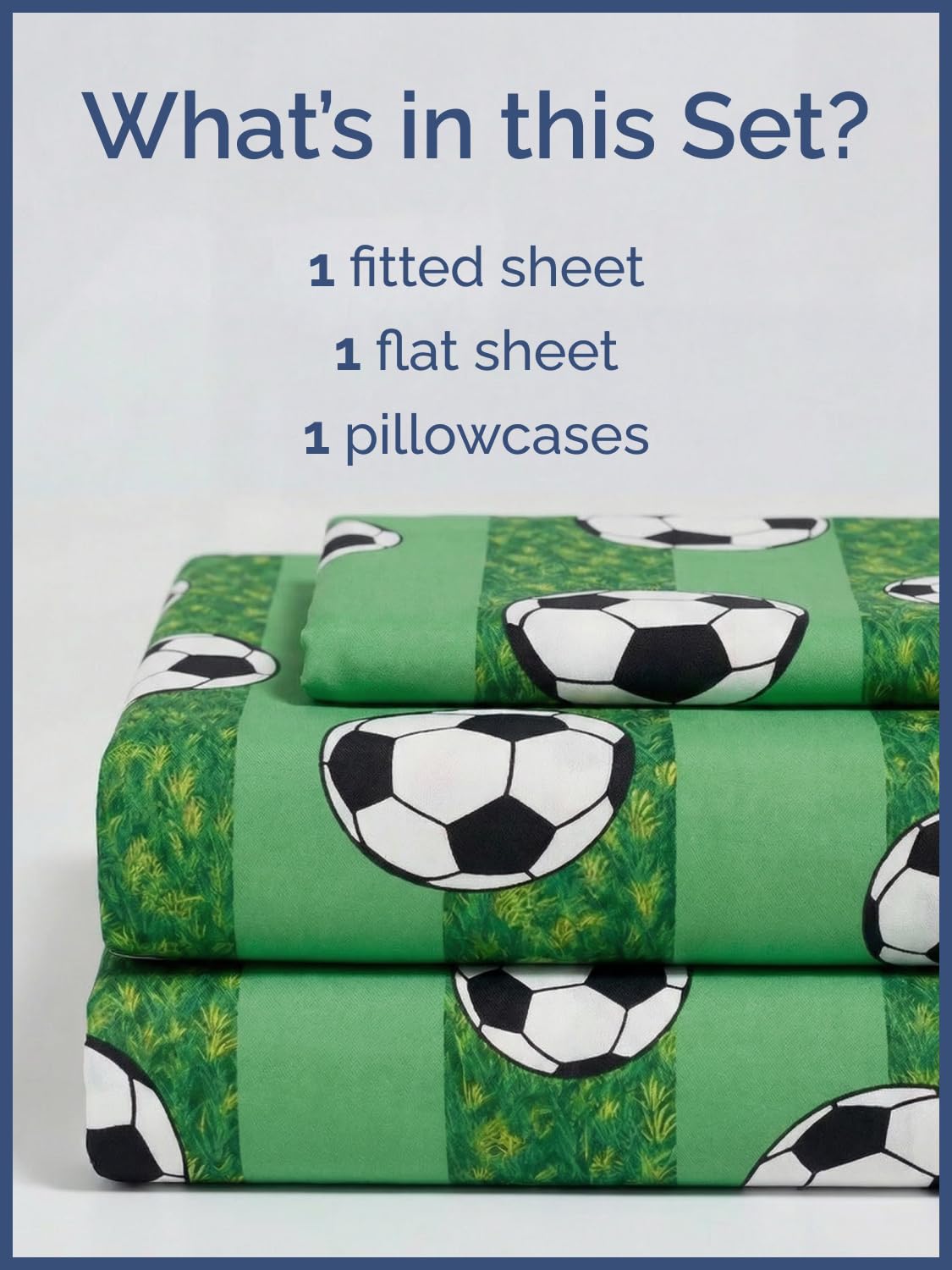CGK Unlimited Kids Soccer Twin 3 Piece Sheet Set - Boys, Girls, Teens, Toddler - Easy Fit Deep Pockets - Ultra Soft, Cooling & Breathable Sheets - Cute, Cozy, Fade and Wrinkle Free - Machine Washable