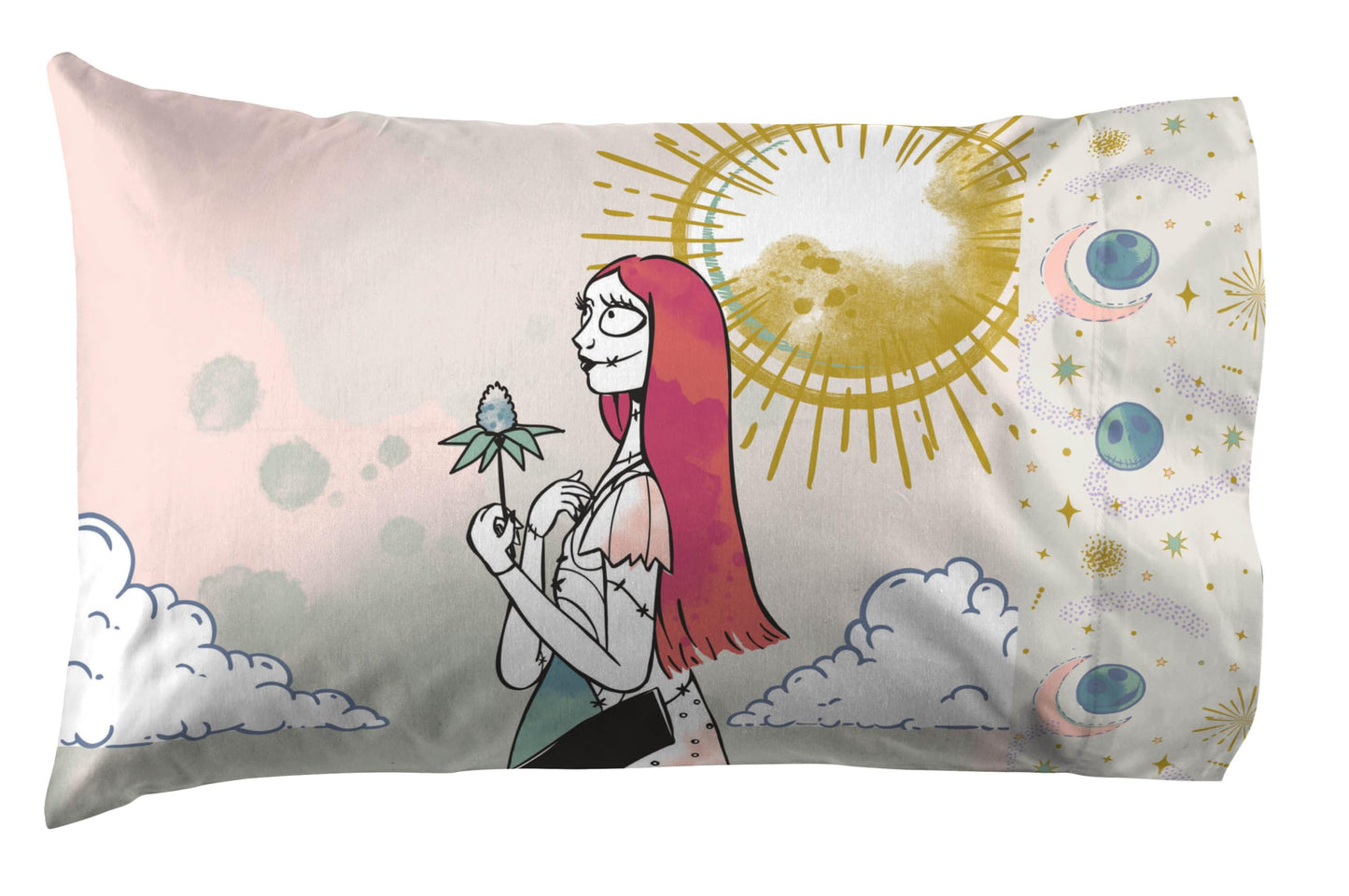 Jay Franco Sheet Set with Fitted, Flat Sheets & Pillow Cover - Ultra-Soft Bedding with Pillowcase for Room Decor, Beige - Nightmare Before Christmas, 4 Piece Queen