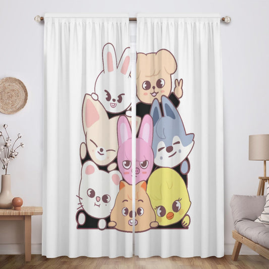 Funnytree Group Window Curtains Youth Soundwave Drapes Bedroom Home Room Decor Durable Fabric Machine Washable 82" X 84" SC00049-013