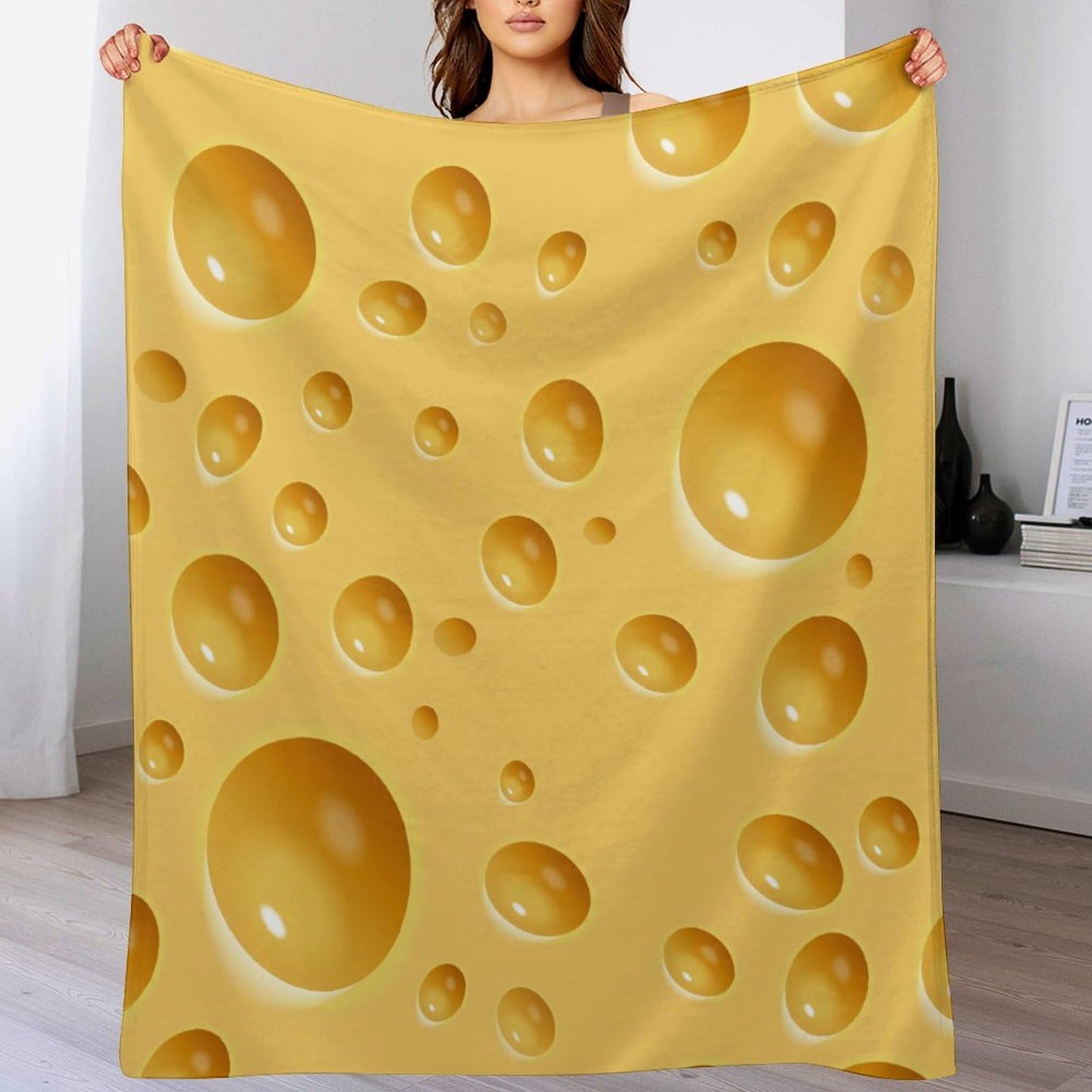 Cheese Blanket Realistic Funny Food Cheese Yellow Soft Cozy Lightweight Throw Blanket for Children Boys Girls Women Men Bedroom Living Room Dorm Chair Sofa Travel 40x50in