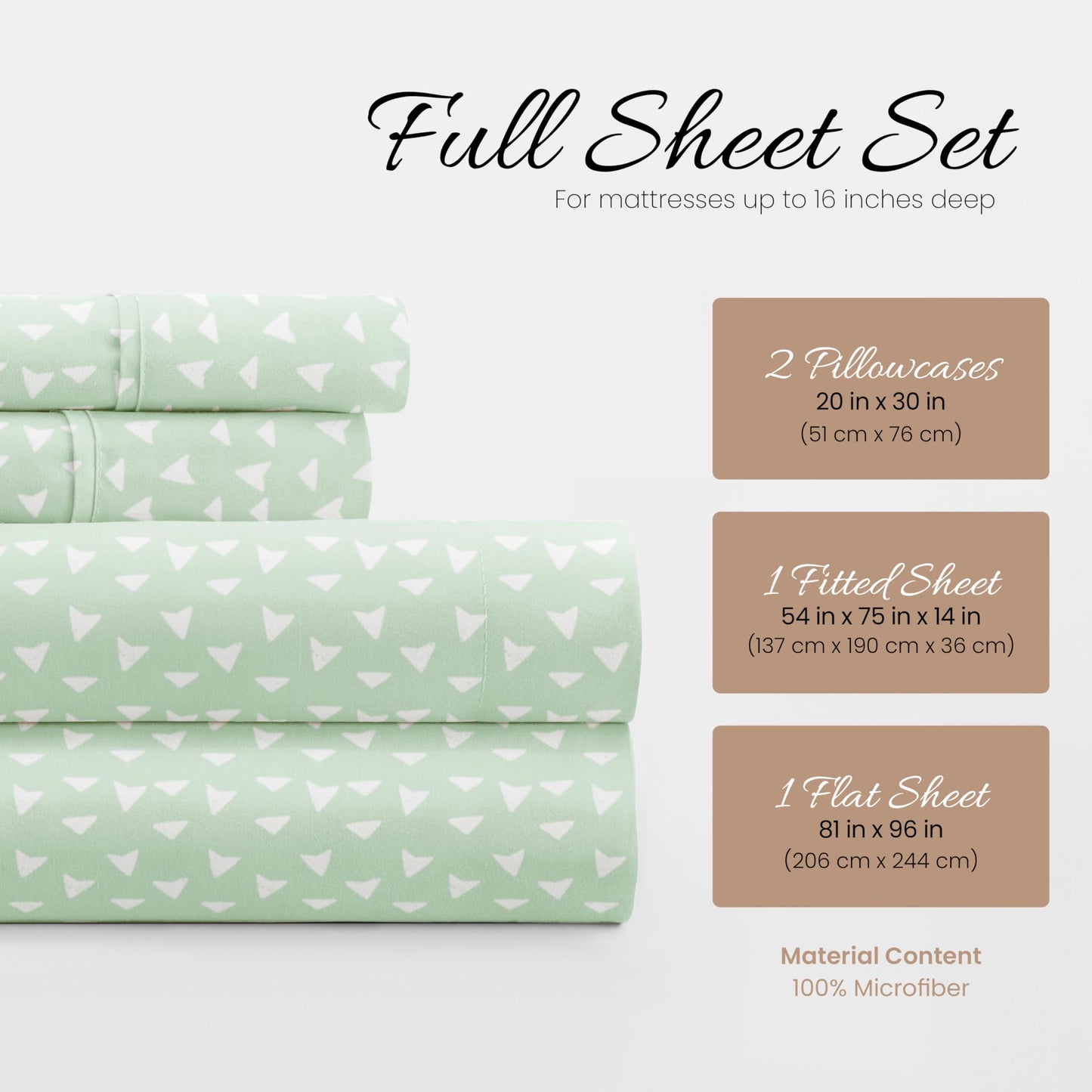 Linen Market 4 Piece Full Bedding Sheet Set (Jade Arrows) - Sleep Better Than Ever with These Ultra-Soft & Cooling Bed Sheets for Your Full Size Bed - Deep Pocket Fits 16" Mattress