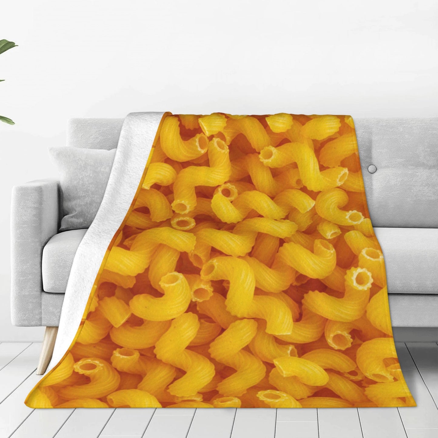 Yellow Italian Pasta Food Blanket Funny Food Soft Throw Flannel Blankets for Bed Couch Bedroom Living Room 60"x50"