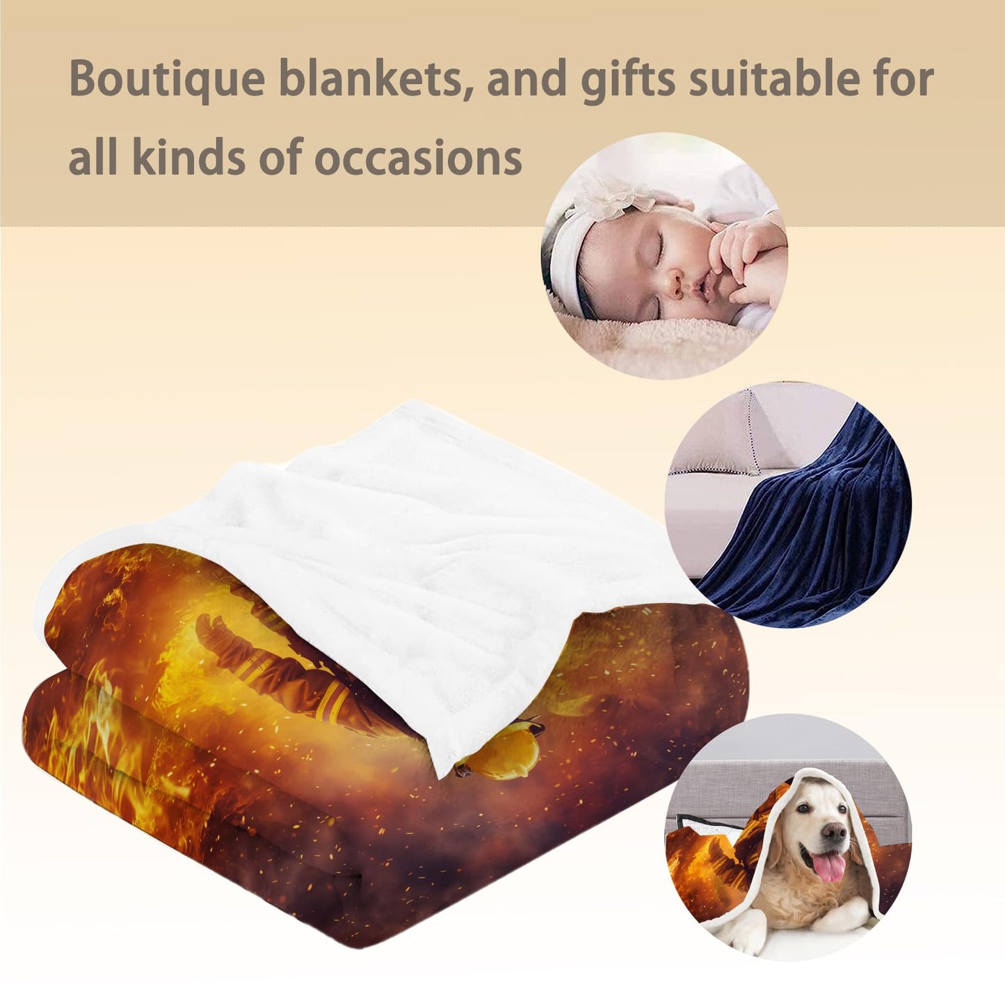Ti Caldi Firefighter Blanket, Soft Cozy Lightweight Flannel Throw Blanket for Couch, Bed, Travel & Outdoor Use, Warm Fluffy Fuzzy Blankets for Women Men, Home Decor 60×50 in