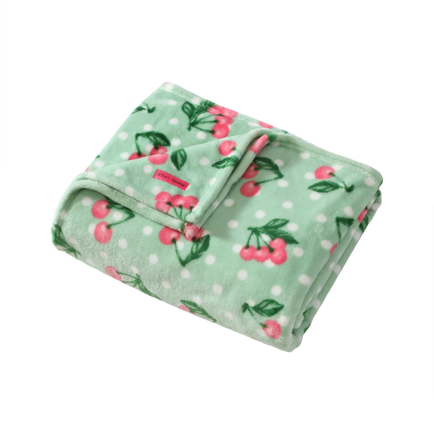 Betsey Johnson - Blanket, Buttery-Soft Throw Blanket for Couch or Bed, Boldly Plush & Oversized Bedding (Cherry Dots Green, 50" x 70")