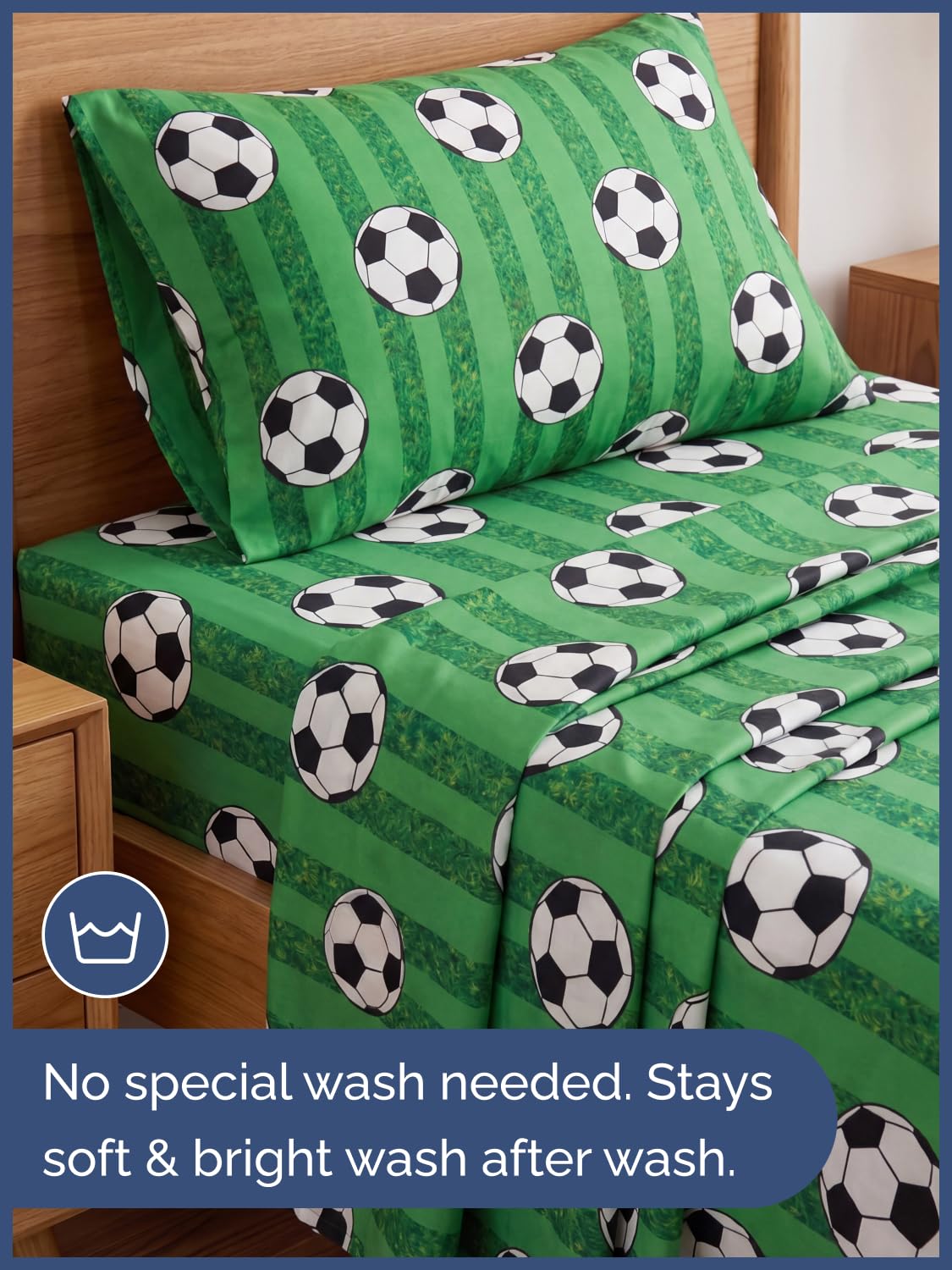 CGK Unlimited Kids Soccer Twin 3 Piece Sheet Set - Boys, Girls, Teens, Toddler - Easy Fit Deep Pockets - Ultra Soft, Cooling & Breathable Sheets - Cute, Cozy, Fade and Wrinkle Free - Machine Washable