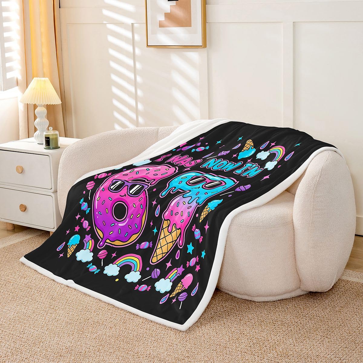 jejeloiu Six Seven 6 7 Throw Blanket Funny Ice Cream Drip Soft Fleece Sherpa Cozy Fuzzy Plush Warm Dunuts Sprinkles Fuzzy Plush Throw Coquette Aesthetic Throw 50"x60" for Bed Couch Living Room
