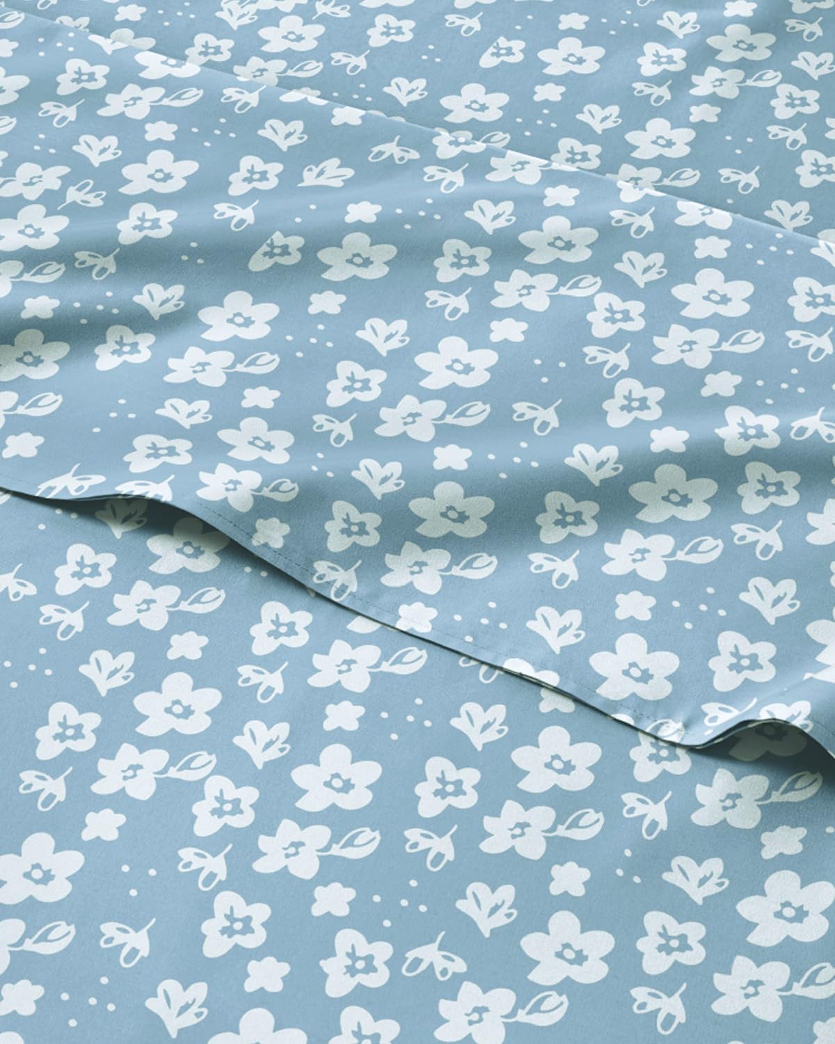 Floral Sheets - Blue Floral Bed Sheet Set - 1 Flat, 1 Fitted & 2 Pillowcases w/ Deep Pockets - Comfy, Wrinkle & Fade Free - Boho Botanical Bedding - Ultra-Soft, Breathable & Cooling - Full Size Set