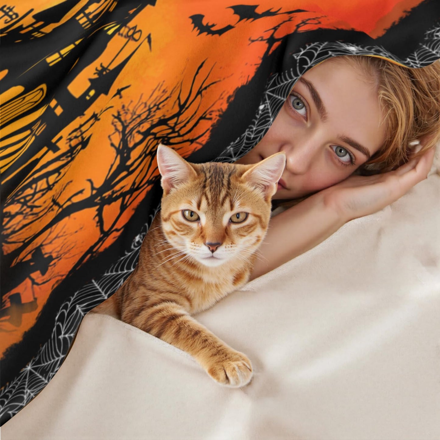 Halloween Throw Blanket 50 x 60 Inch - Spider Web Goth Throw Blanket Black Horror Room Decor, Soft Warm Cozy Plush Comfy Blanket for Couch Bed Chair Goth Room Decor