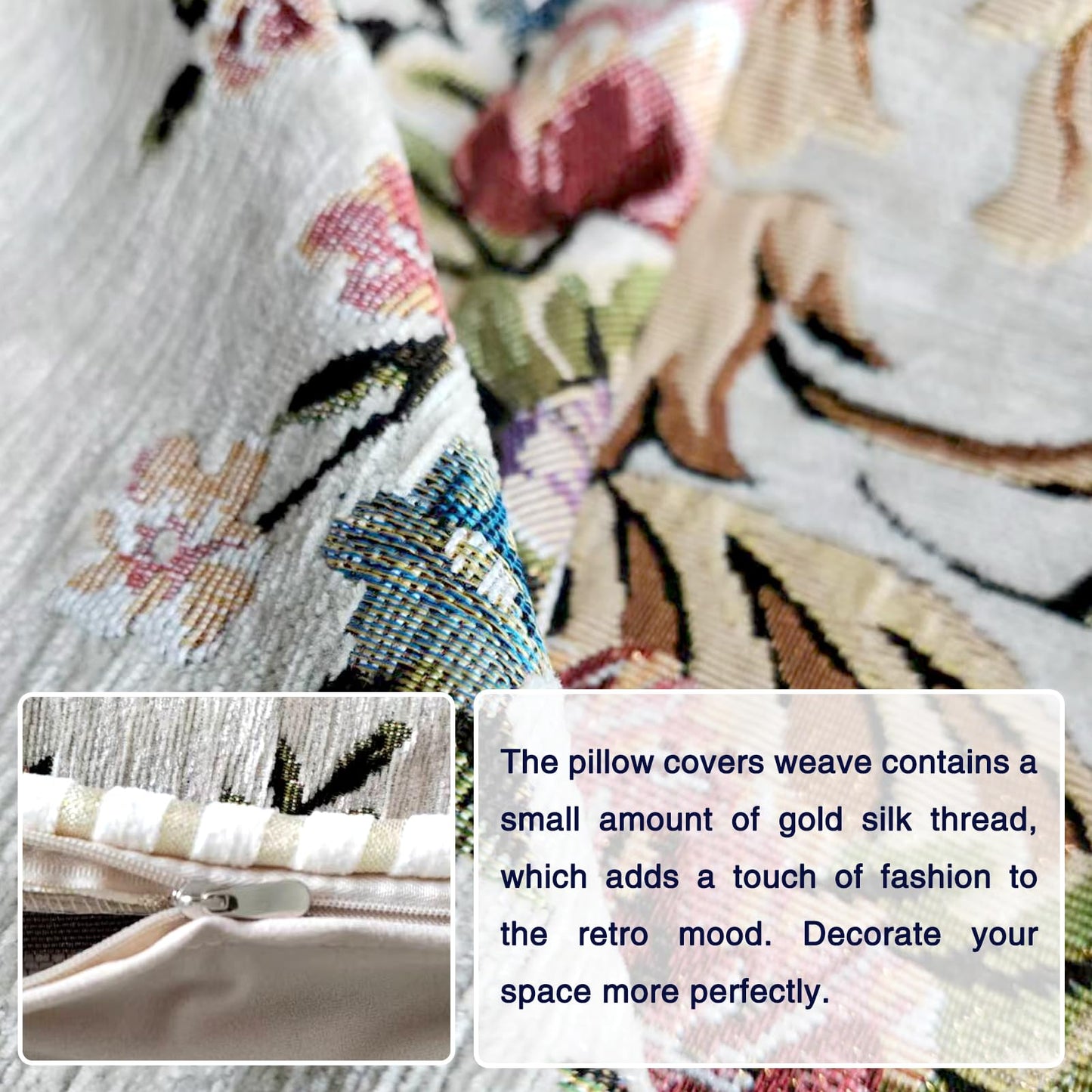 Qupace Set of 2 Beige Vintage Throw Pillows Covers 18x18in