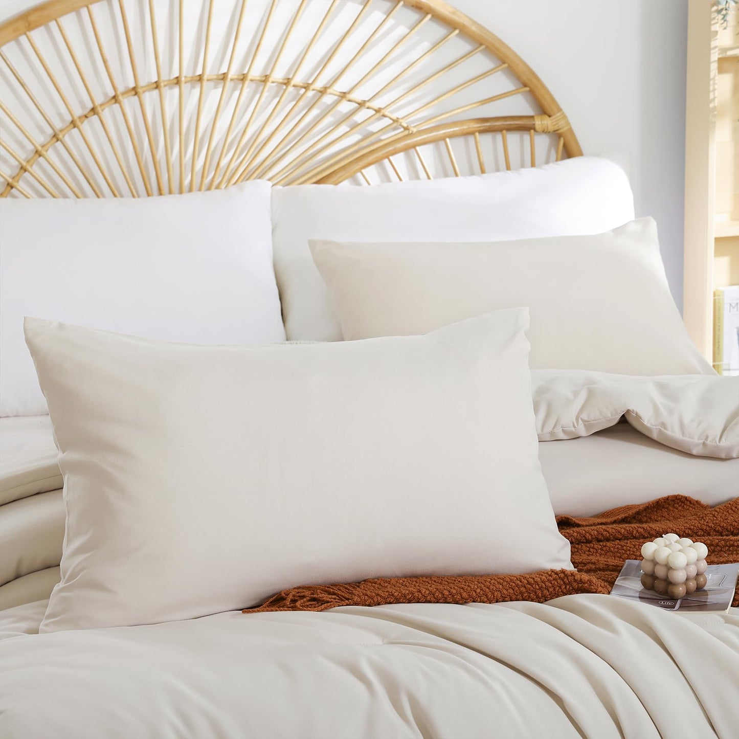 weigelia Beige Comforter Set Twin Boho Cream Twin Comforter with 1 Pillowcases - Soft Lightweight Cozy Bedding Set for All Season - Beige Comforter Twin Size for Women Teens Kids