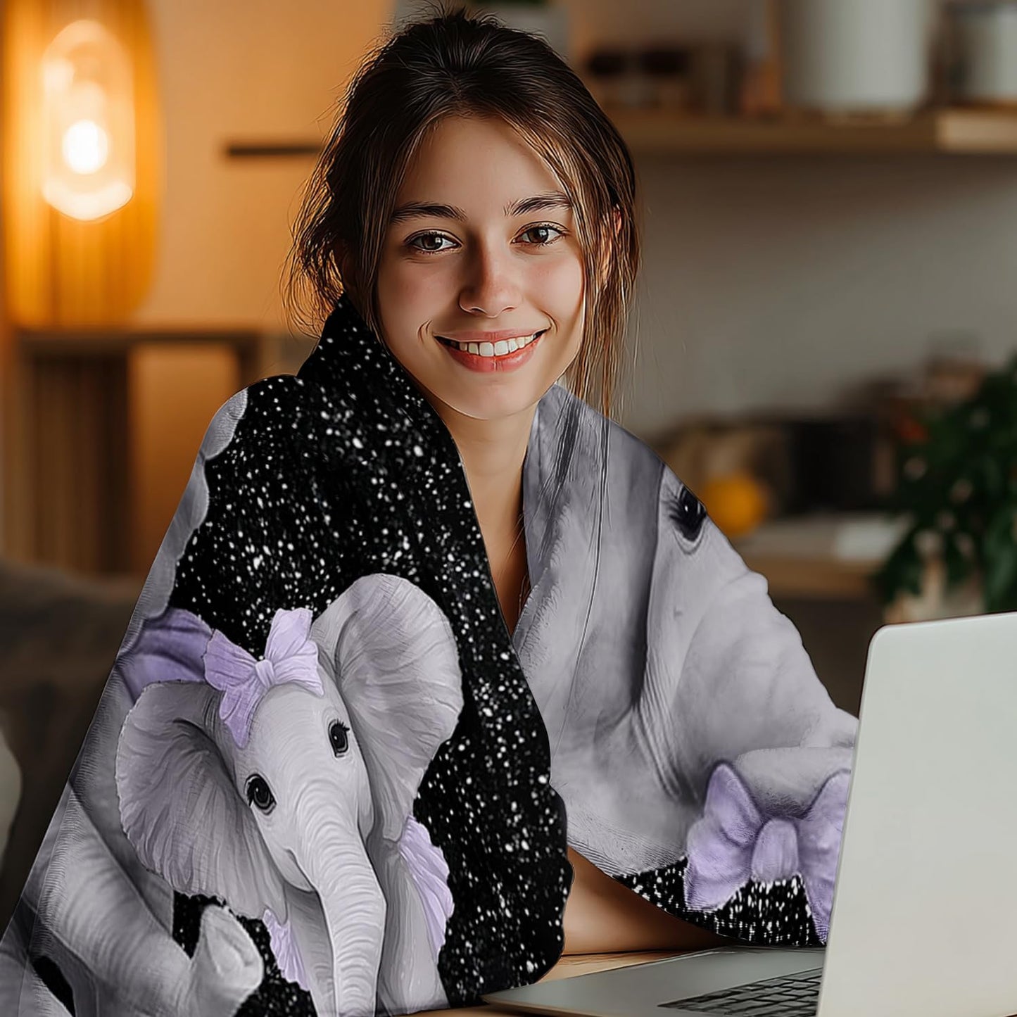 Elephant Blanket Elephant Fleece Throw Blanket Super Soft Fuzzy Plush Cozy Warm Elephants Decor Stuffed Bedding Blankets Gift for Boys Girls Men Women Kids & Adult 50"x40"