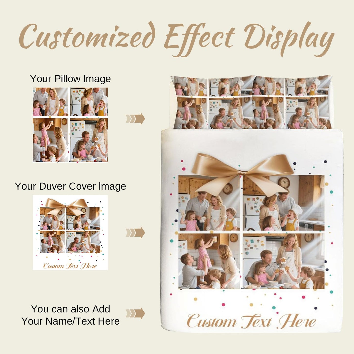 Lonhooker Custom Comforter Set, Custom Three-piece Bed Set Personalized Cover Set 3-Piece with 2 Pillowcases Customized Picture Bedding Sets with Picture Text Logo Universal All Season (Color01)