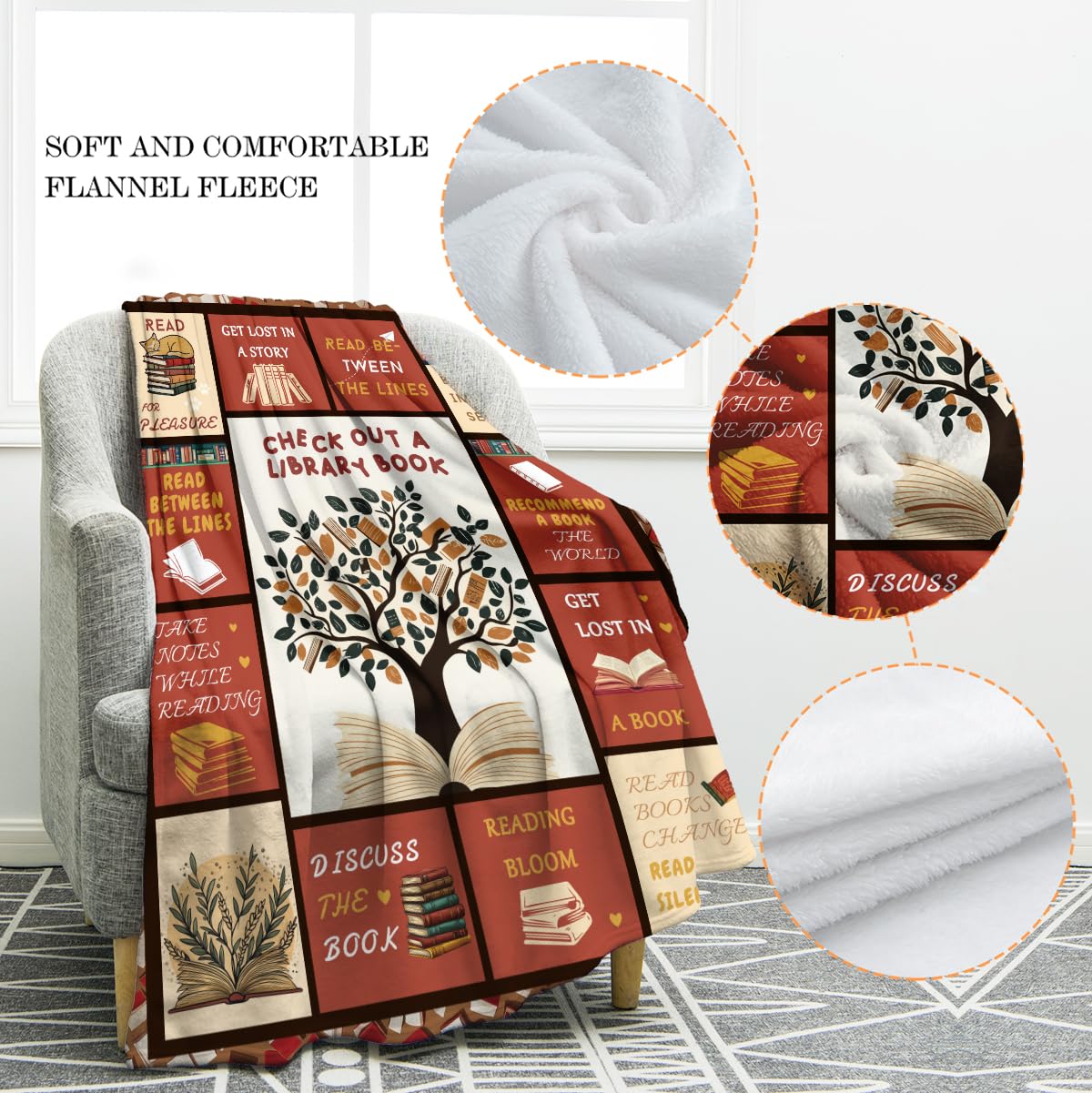 Jekeno Book Lovers Gifts Blanket for Women Girls, Reading Gifts Blankets for Book Lovers, Bookish Gift for Readers, Reading Librarian Gift Blanket 50"x60"