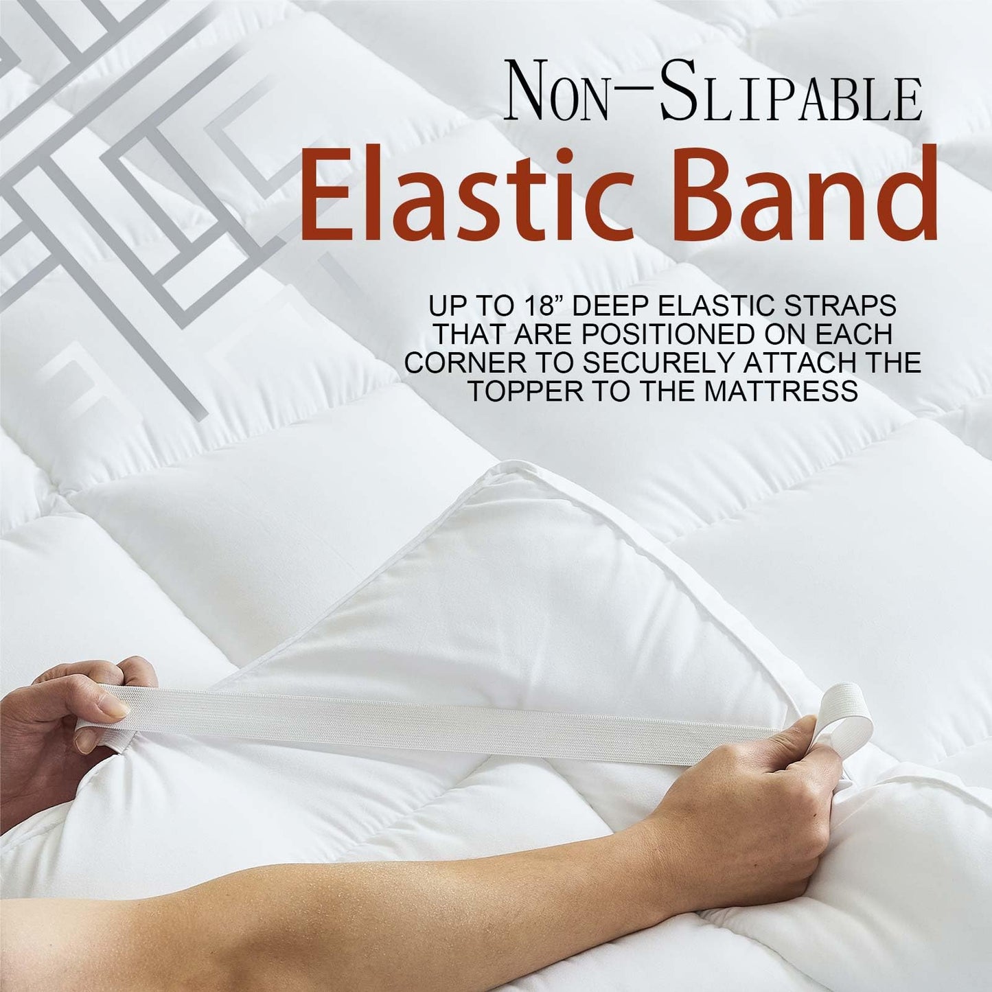 Luxury Hotel Sellected 3 Inch Mattress Topper, Goose-Down-Like Fiber Mattress Topper for Any Season Any Room, Ultra Fluffy and Long-Lasting, Durable, 4 Elastic Bands, Queen